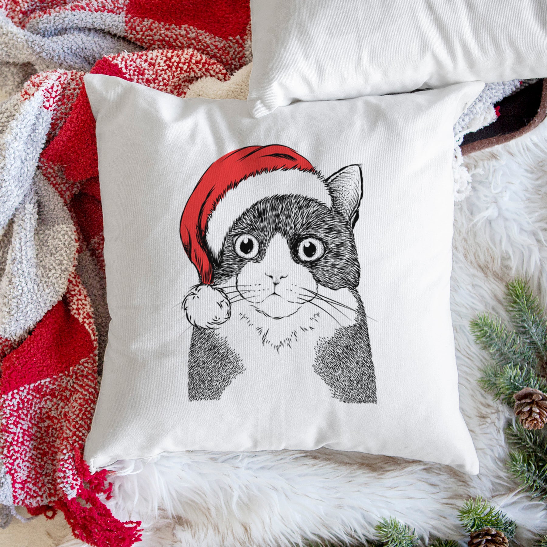 Tux the Tuxedo Cat - Throw Pillow Cover
