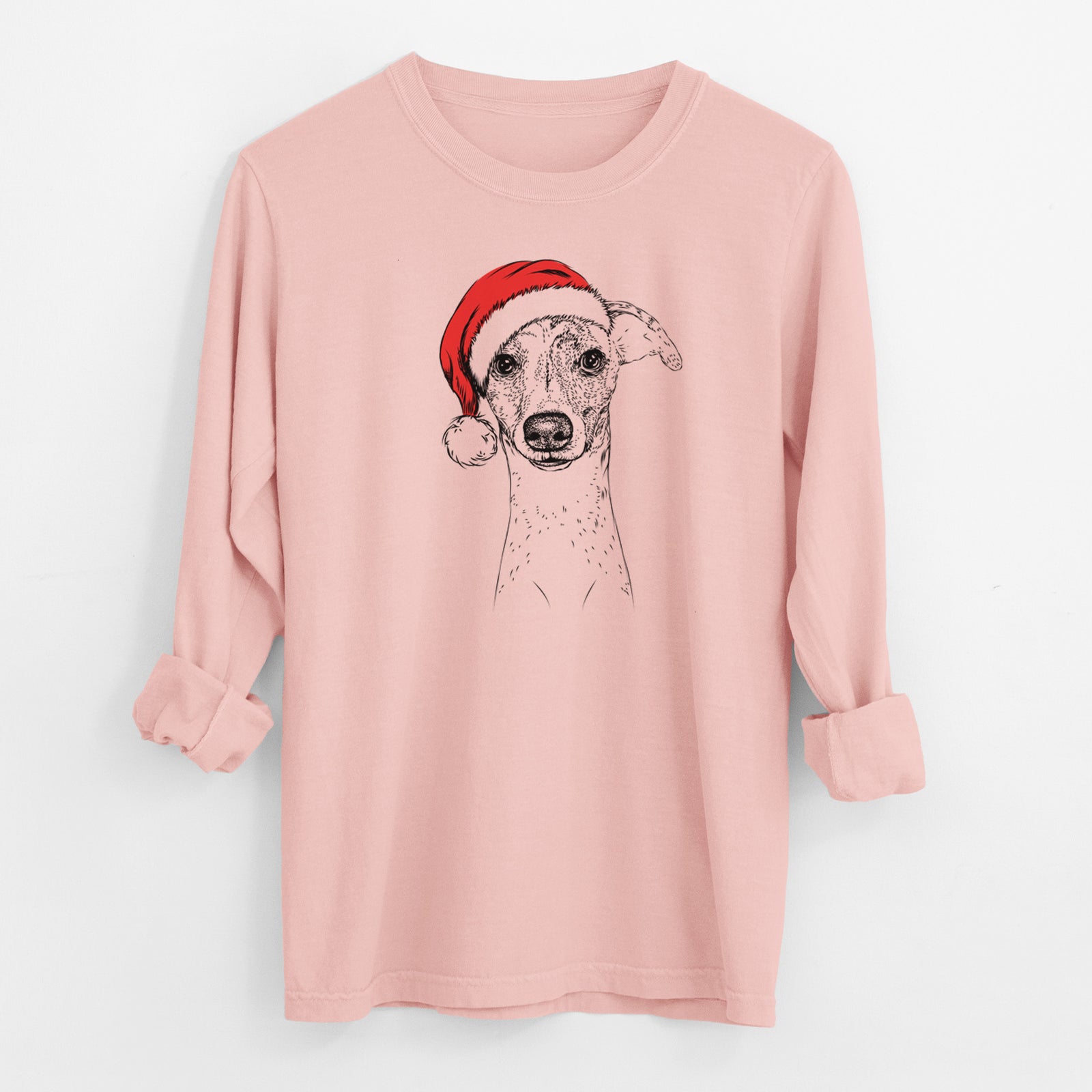 Santa Twiggy the Whippet - Men's Heavyweight 100% Cotton Long Sleeve