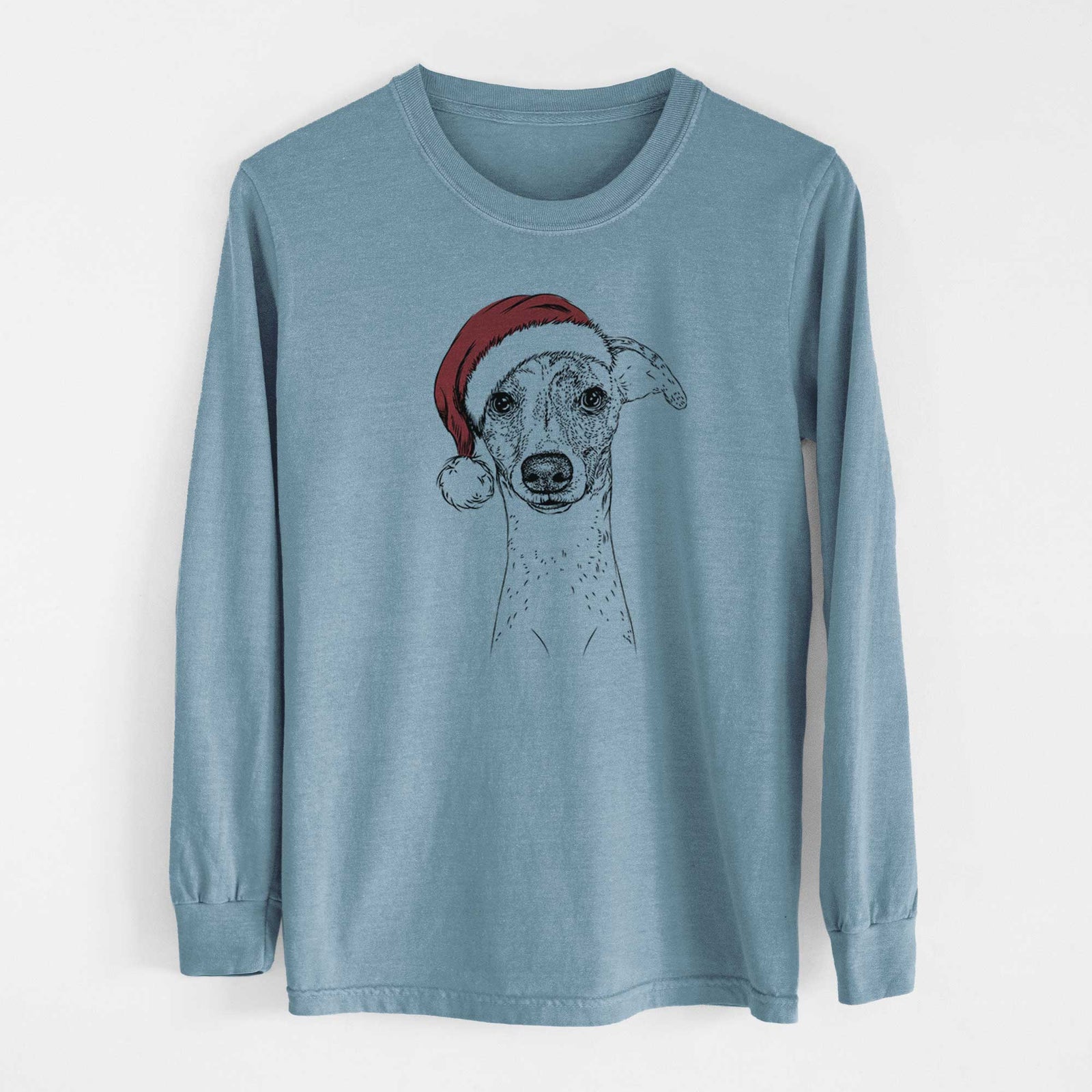 Santa Twiggy the Whippet - Men's Heavyweight 100% Cotton Long Sleeve