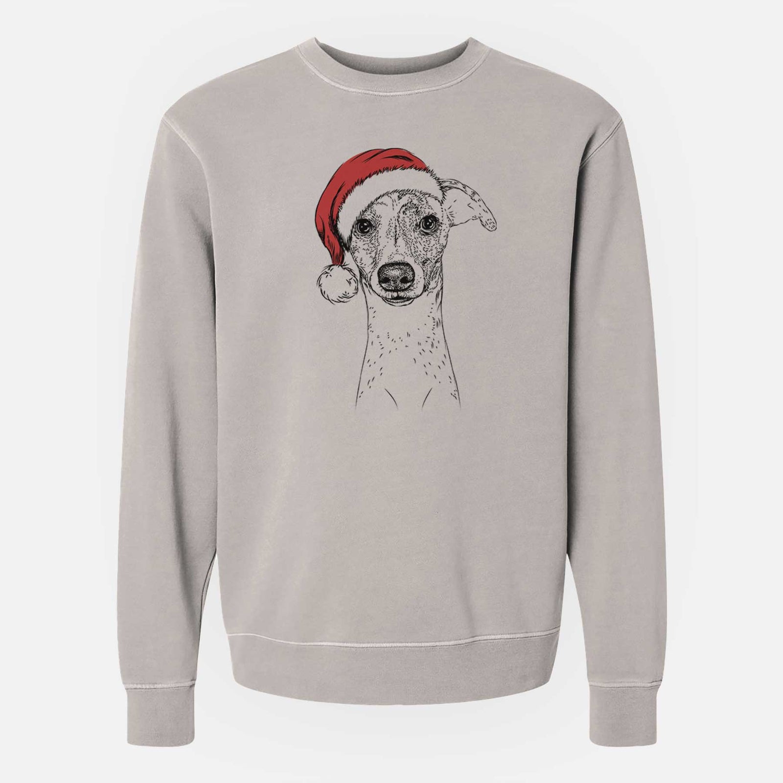 Santa Twiggy the Whippet - Unisex Pigment Dyed Crew Sweatshirt