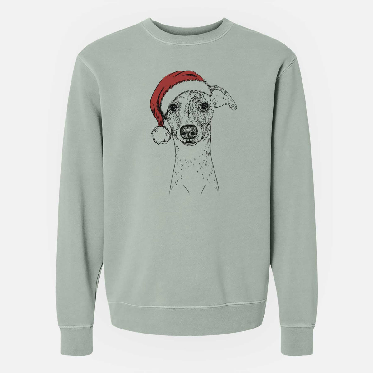 Santa Twiggy the Whippet - Unisex Pigment Dyed Crew Sweatshirt