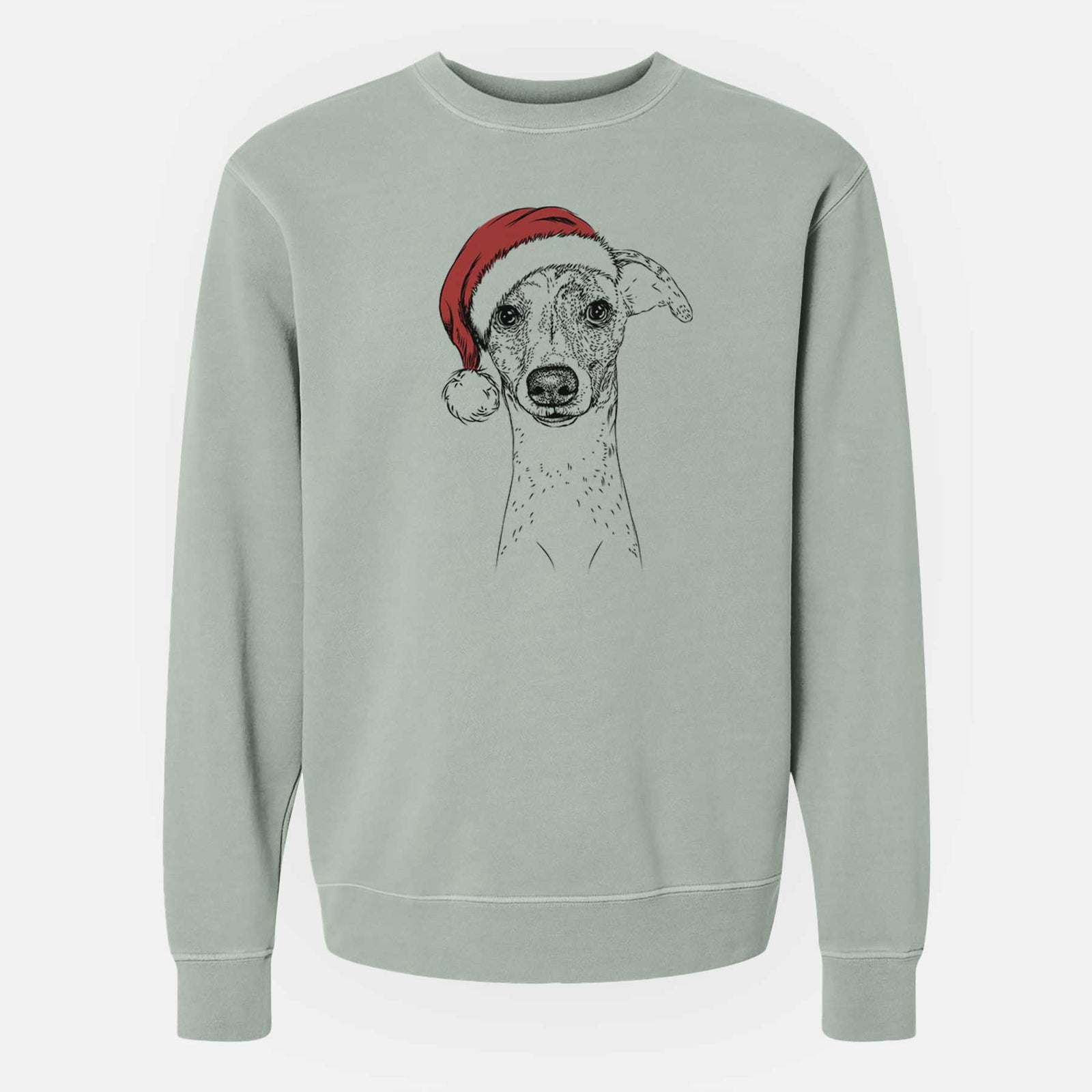 Santa Twiggy the Whippet - Unisex Pigment Dyed Crew Sweatshirt