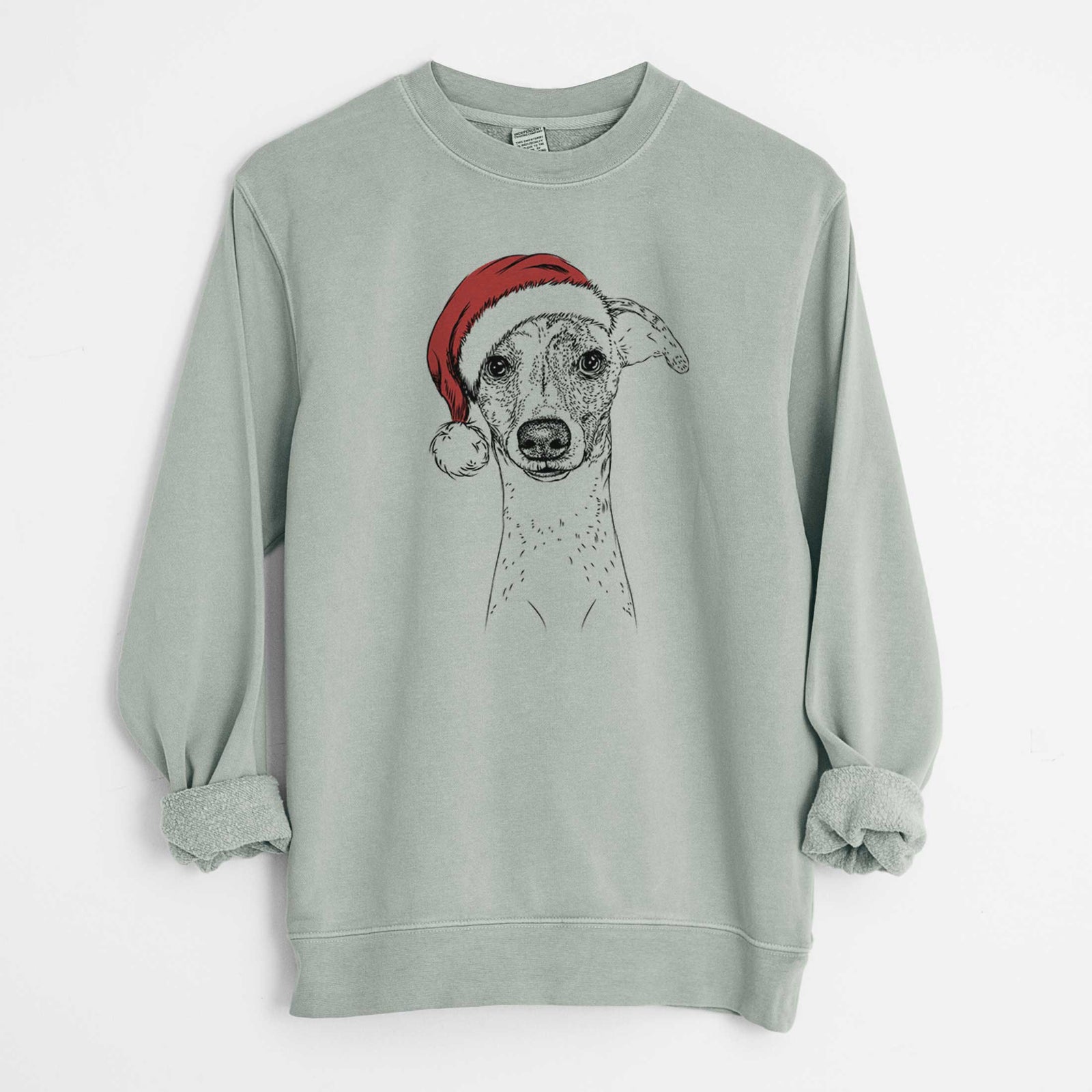 Santa Twiggy the Whippet - Unisex Pigment Dyed Crew Sweatshirt