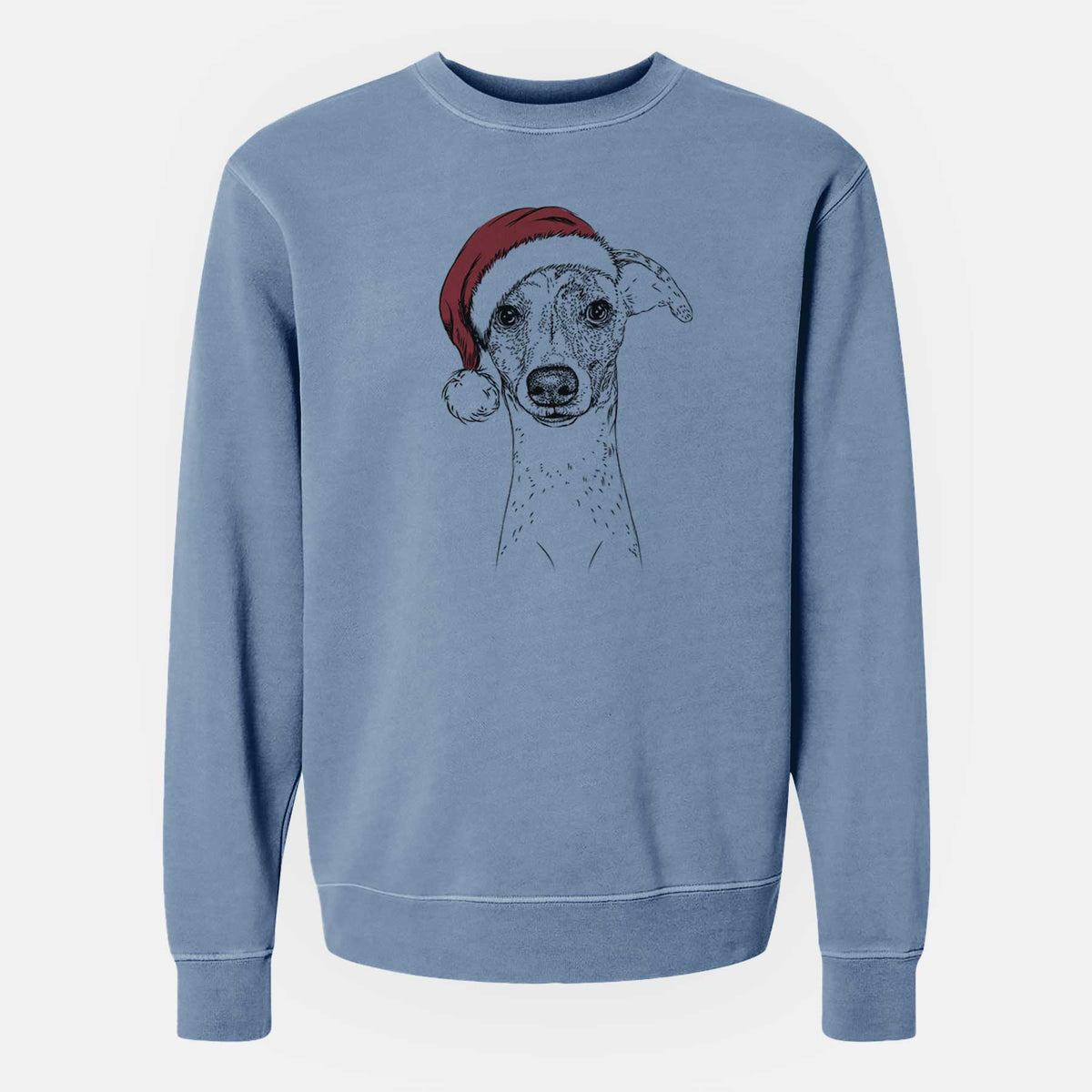 Santa Twiggy the Whippet - Unisex Pigment Dyed Crew Sweatshirt