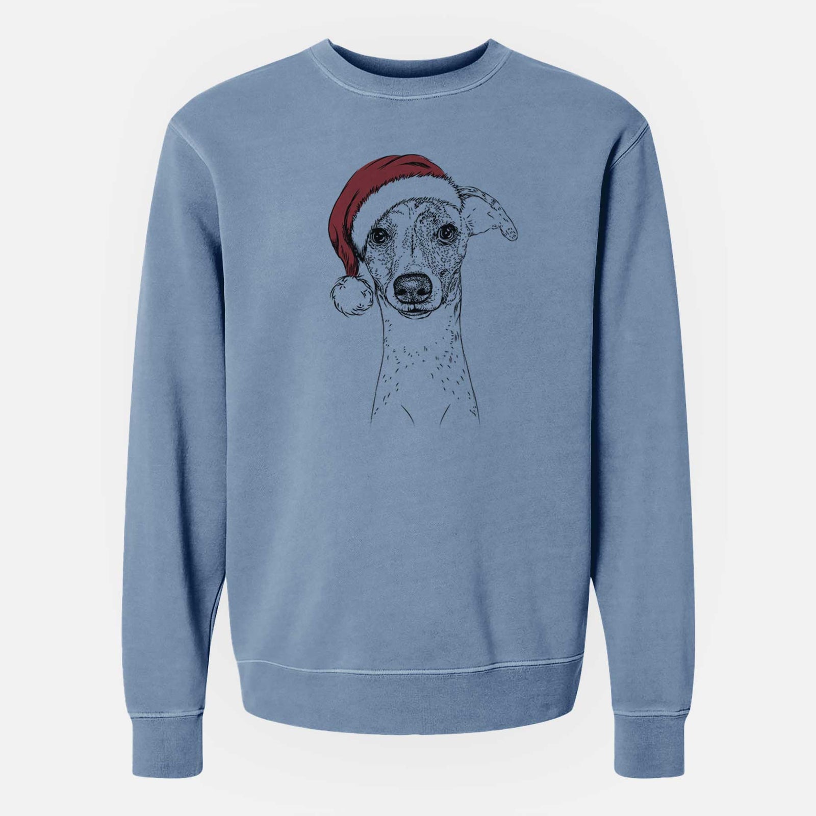 Santa Twiggy the Whippet - Unisex Pigment Dyed Crew Sweatshirt