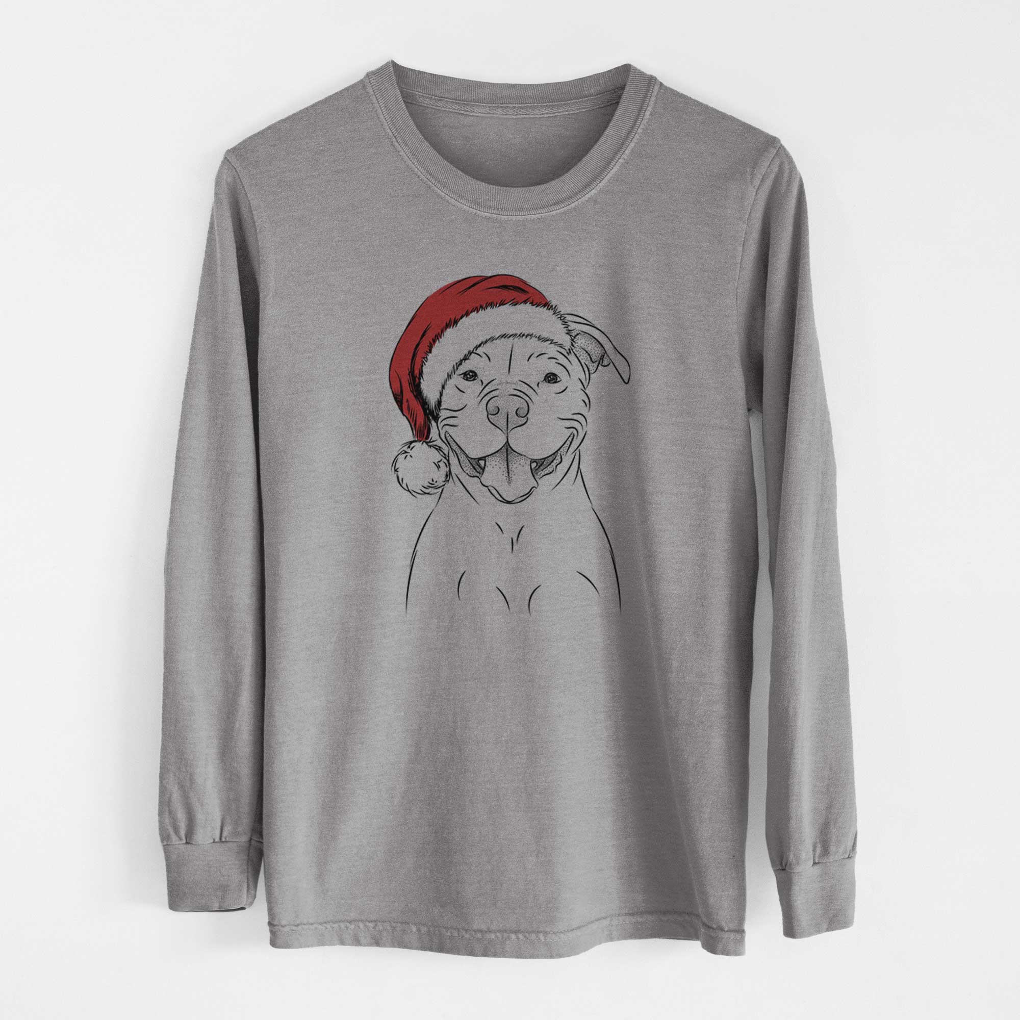 Santa Tyson the American Bulldog - Men's Heavyweight 100% Cotton Long Sleeve