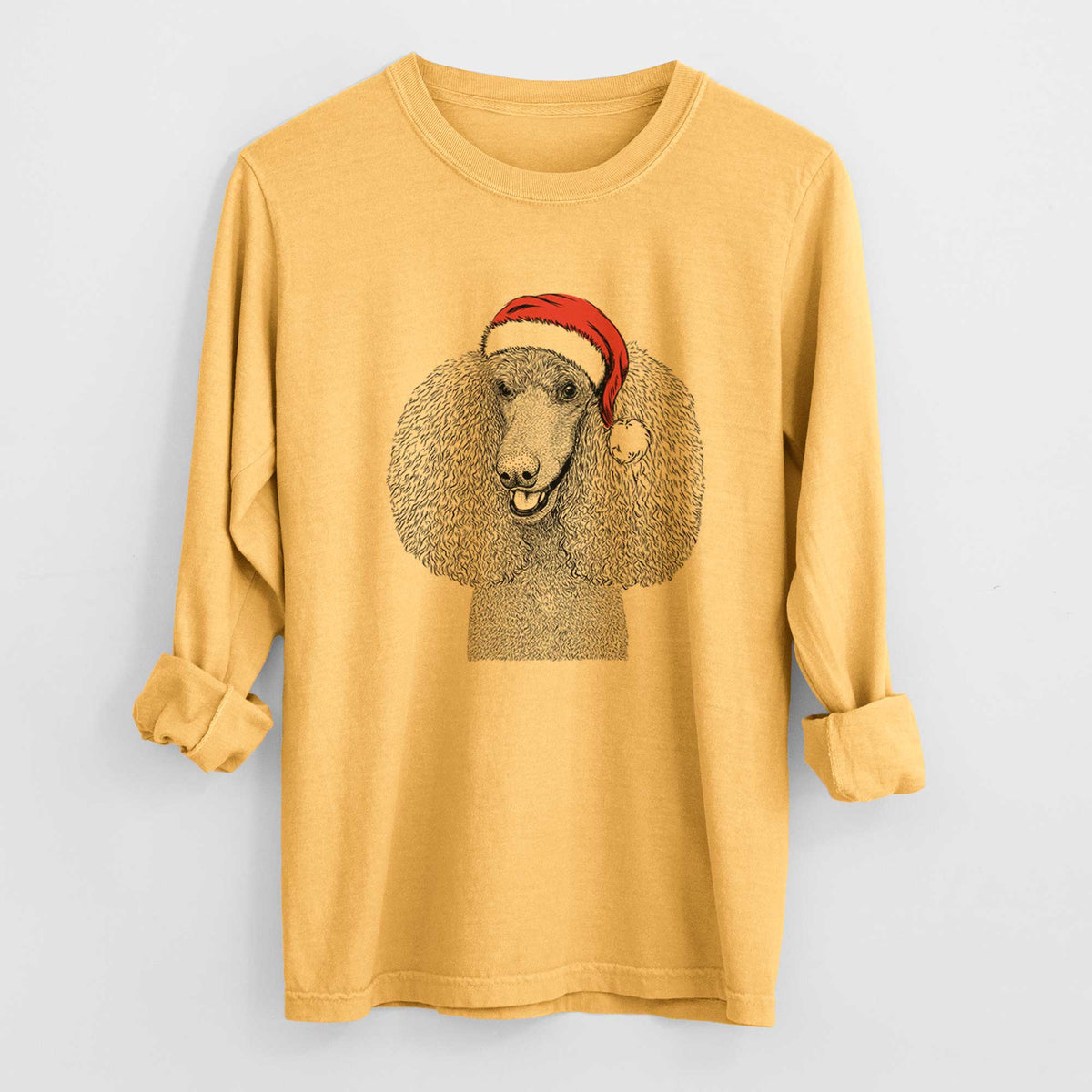 Santa Uncle Tucker the Poodle - Men's Heavyweight 100% Cotton Long Sleeve