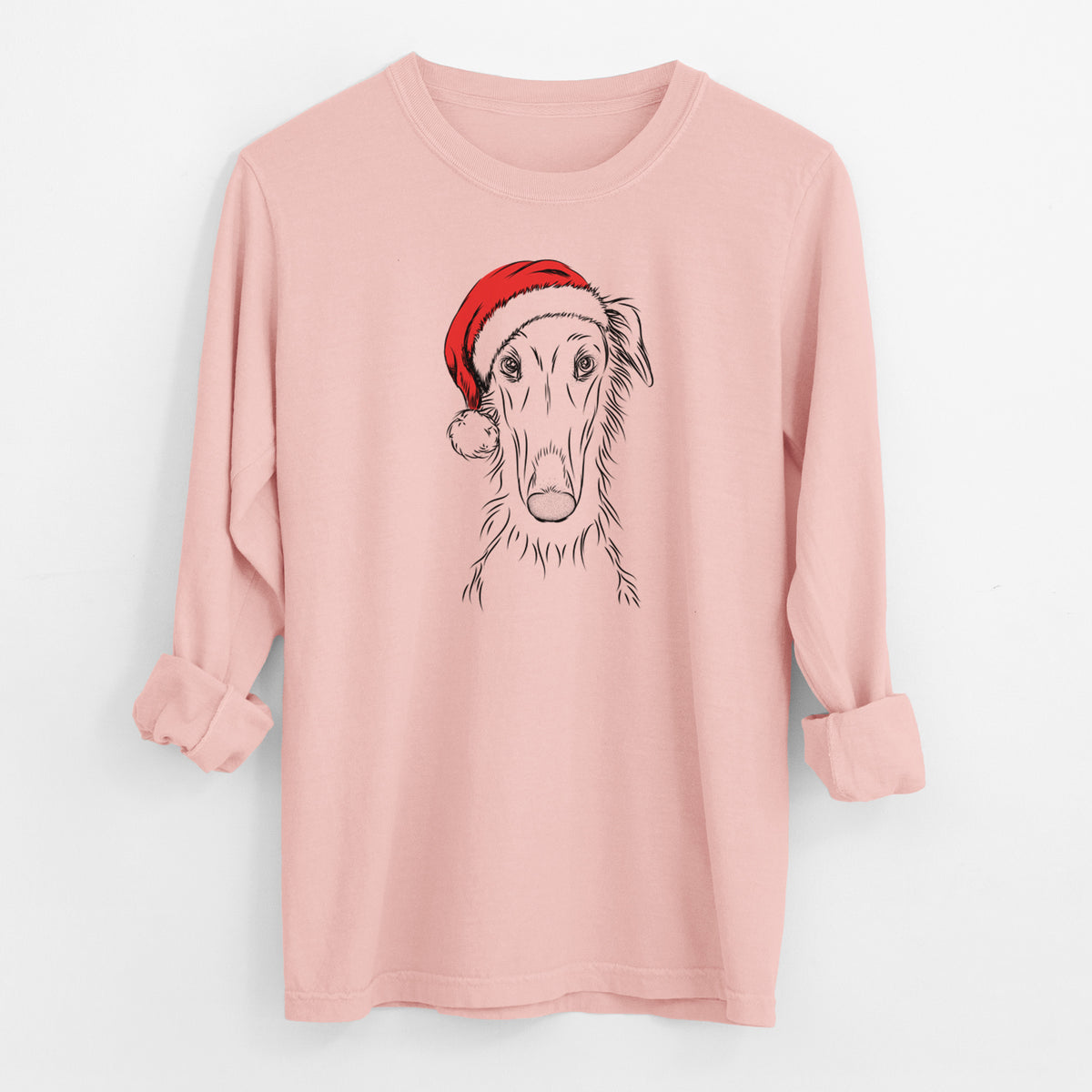 Santa Vaughn the Borzoi - Men's Heavyweight 100% Cotton Long Sleeve