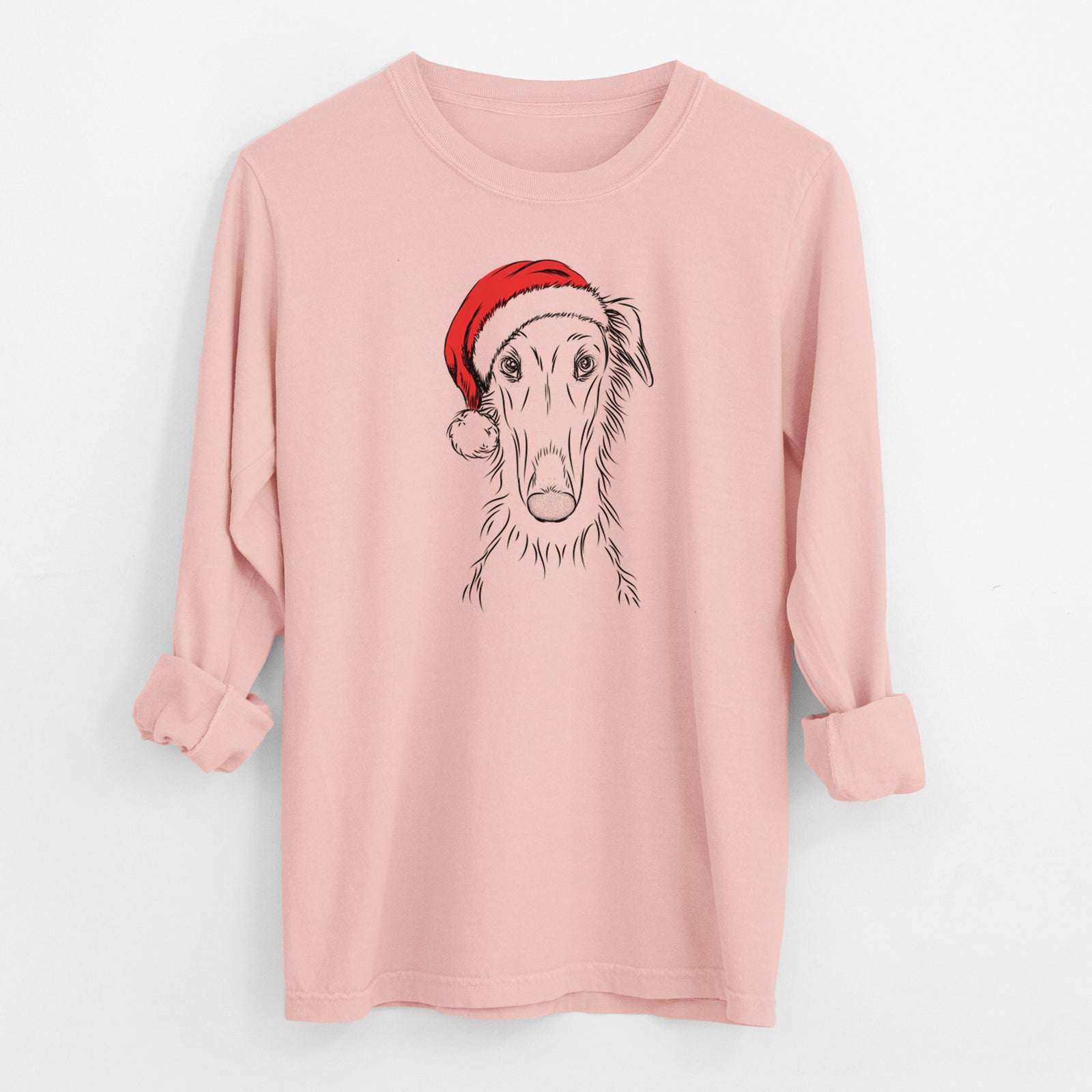 Santa Vaughn the Borzoi - Men's Heavyweight 100% Cotton Long Sleeve