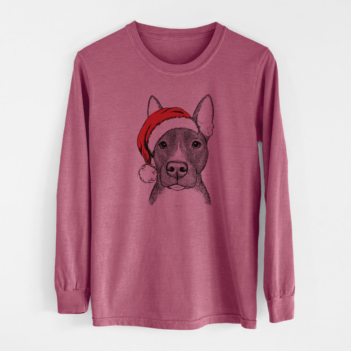 Santa Violet the Pitbull - Men's Heavyweight 100% Cotton Long Sleeve
