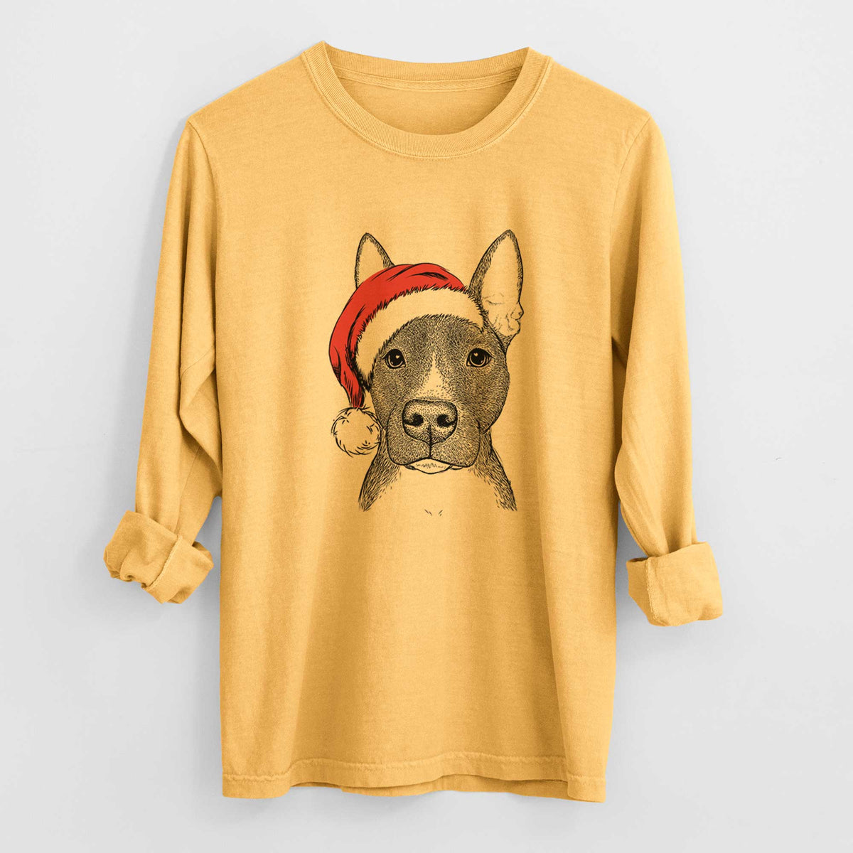 Santa Violet the Pitbull - Men's Heavyweight 100% Cotton Long Sleeve