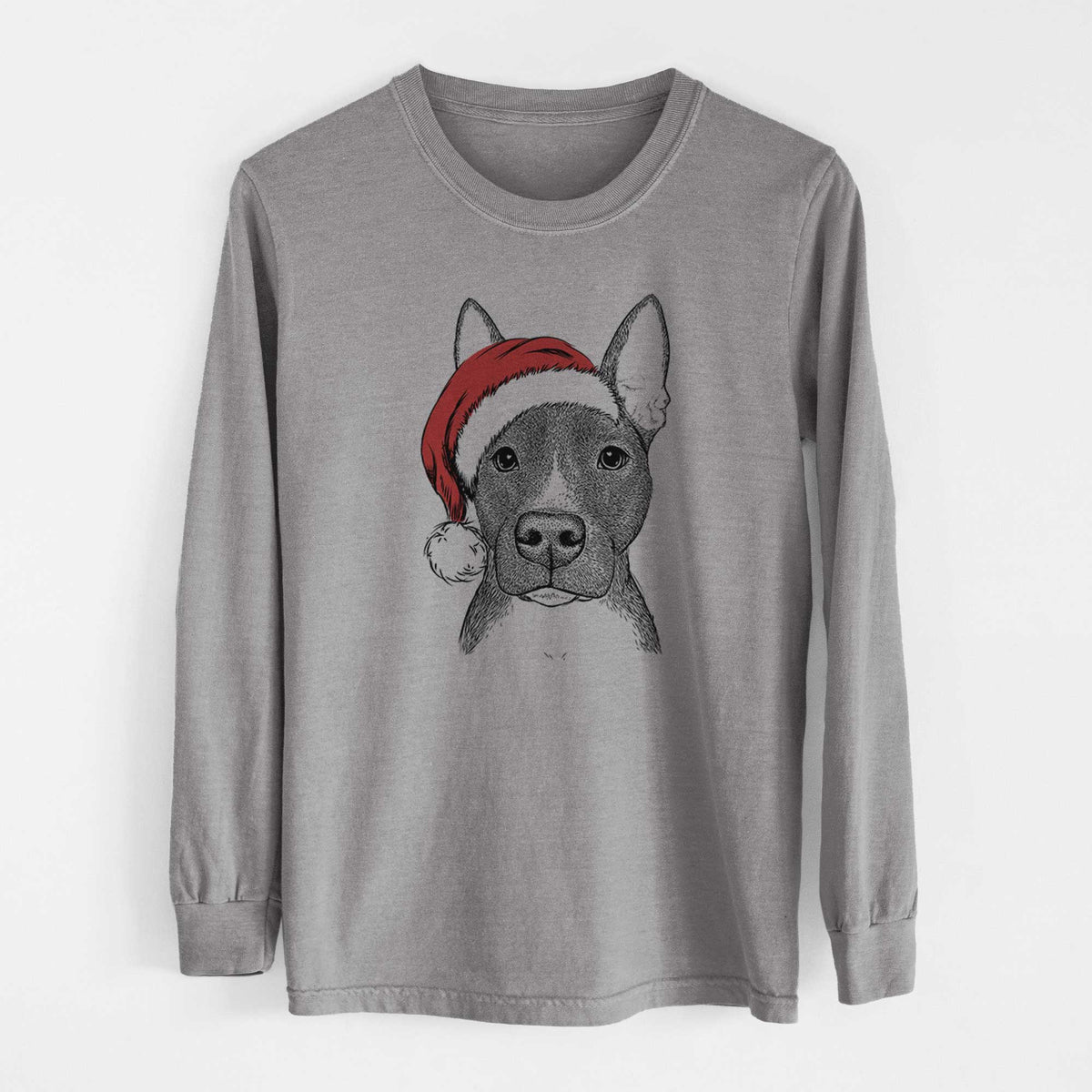Santa Violet the Pitbull - Men's Heavyweight 100% Cotton Long Sleeve