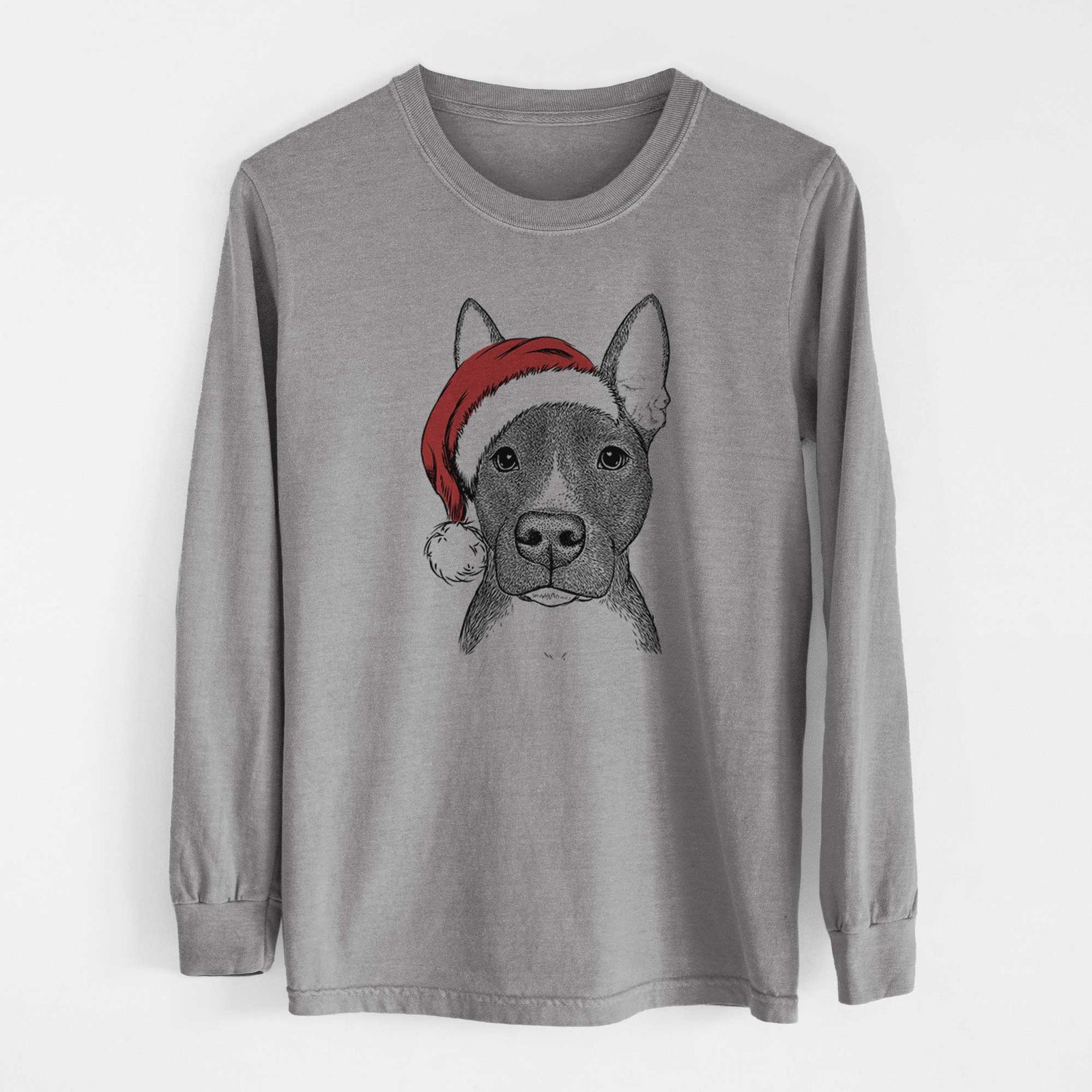 Santa Violet the Pitbull - Men's Heavyweight 100% Cotton Long Sleeve