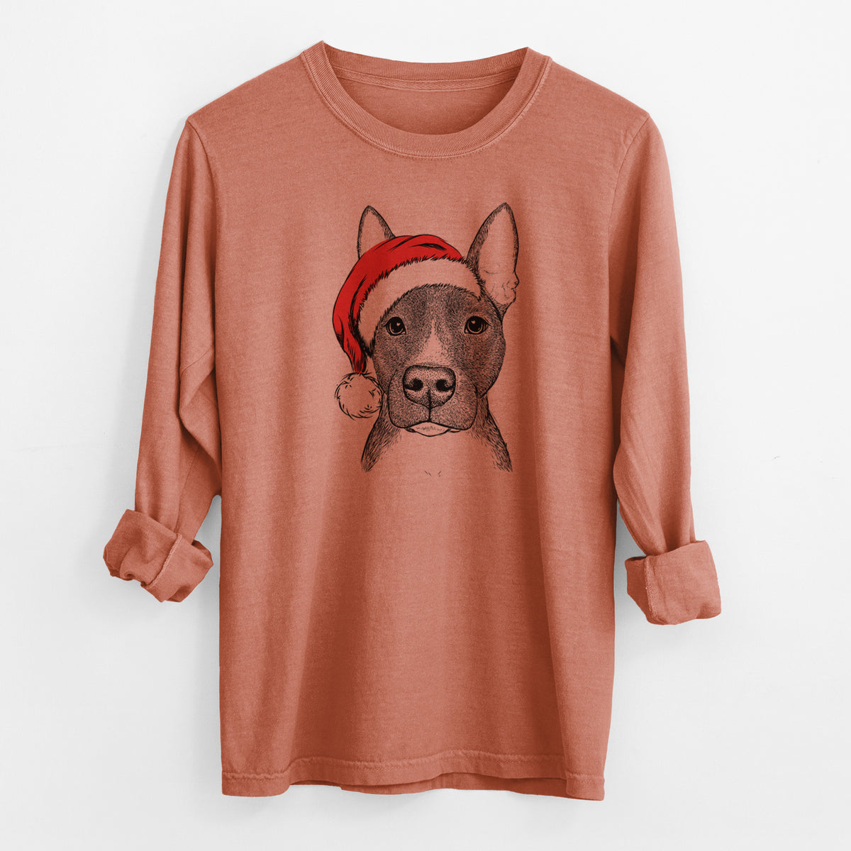 Santa Violet the Pitbull - Men's Heavyweight 100% Cotton Long Sleeve