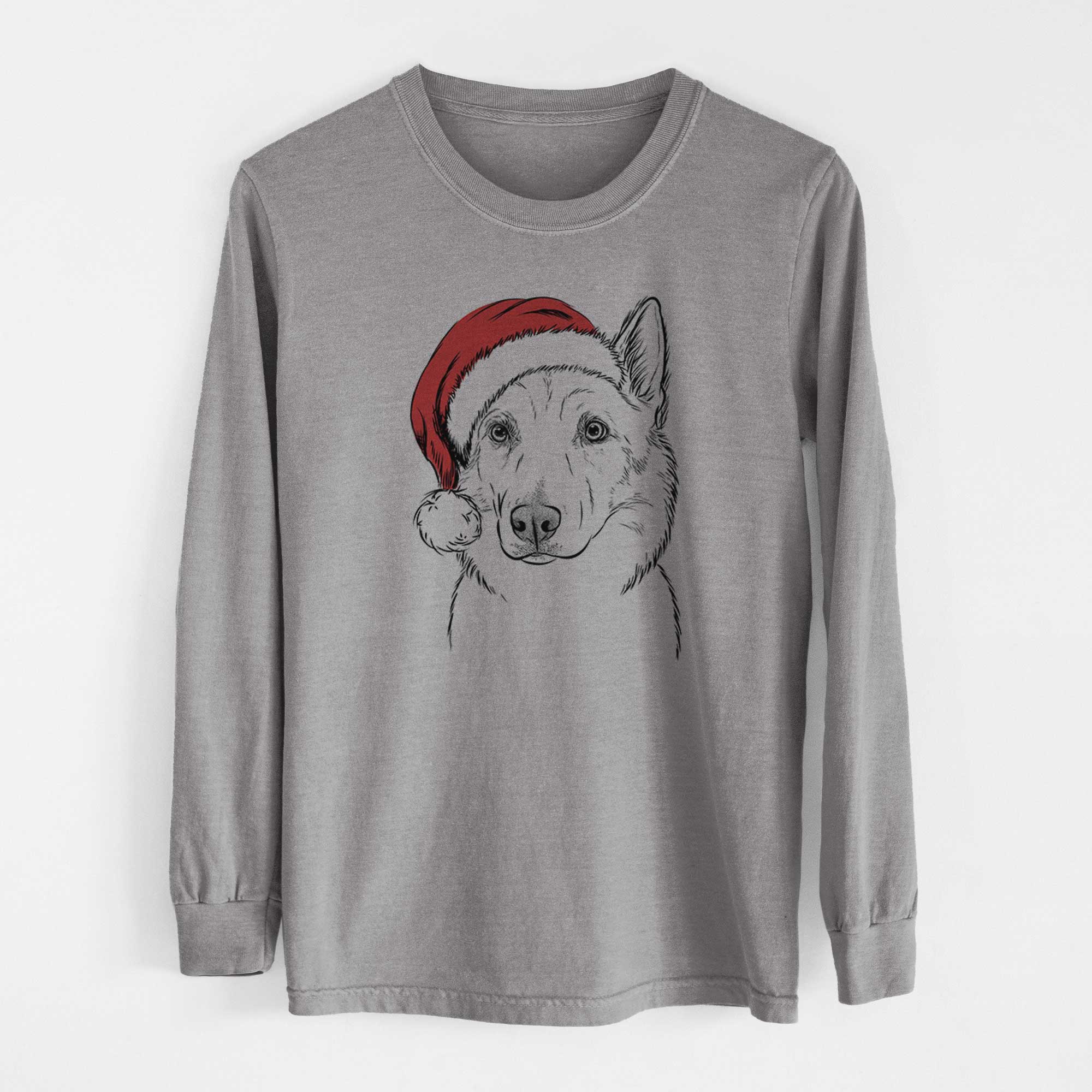 Santa Vox the Siberian Husky - Men's Heavyweight 100% Cotton Long Sleeve