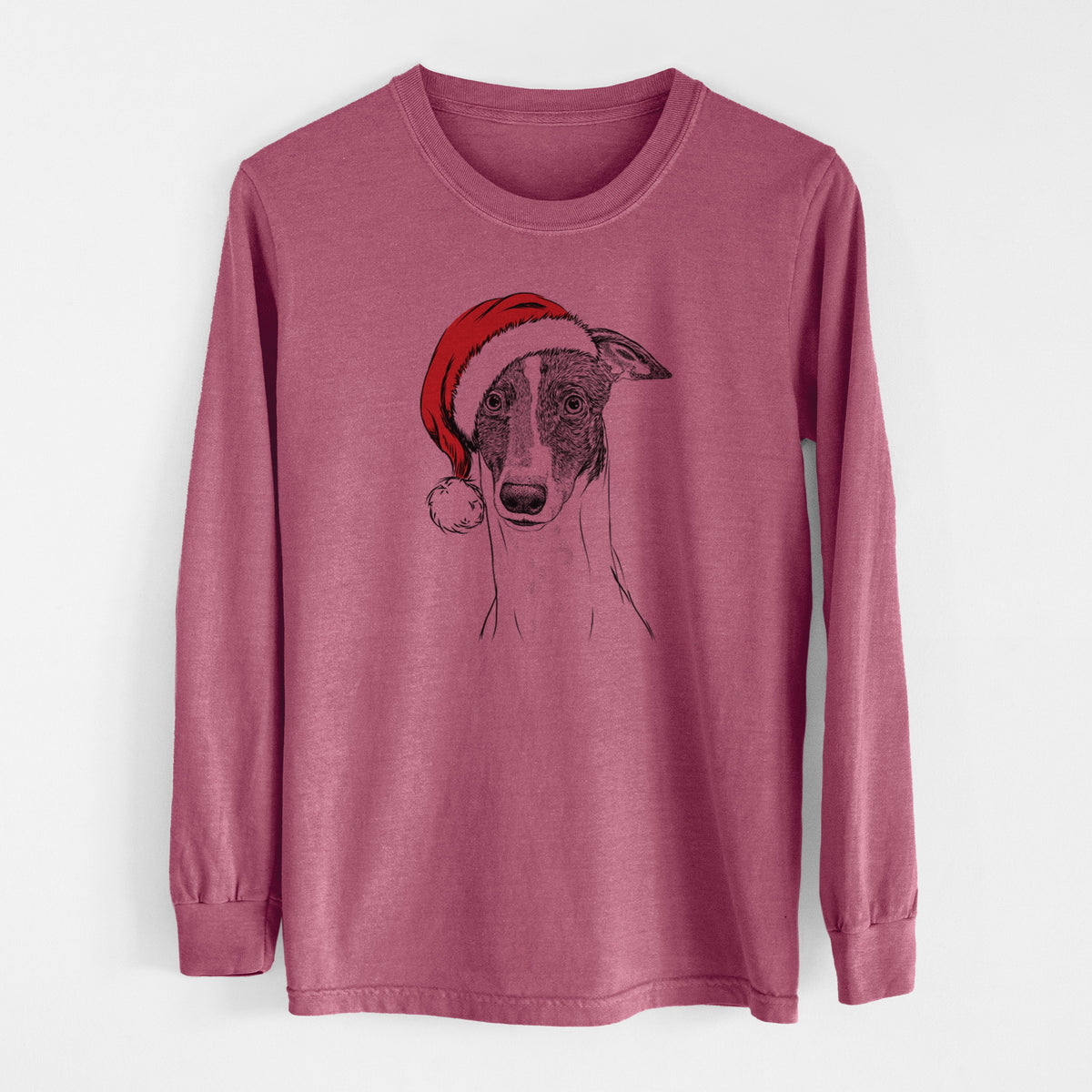 Santa Vyncent the Greyhound - Men&#39;s Heavyweight 100% Cotton Long Sleeve