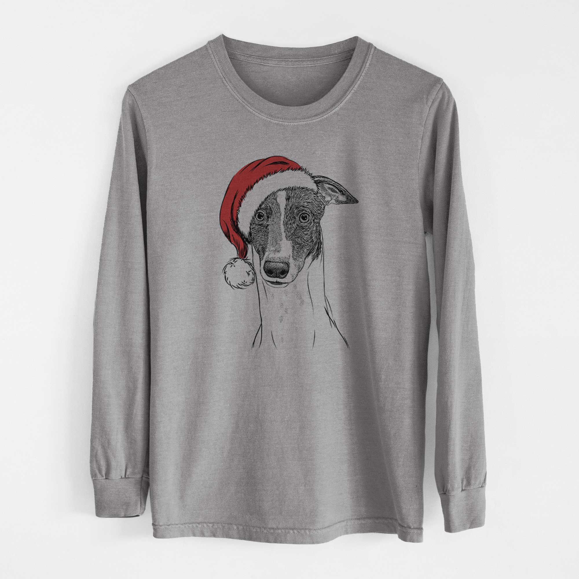 Santa Vyncent the Greyhound - Men's Heavyweight 100% Cotton Long Sleeve