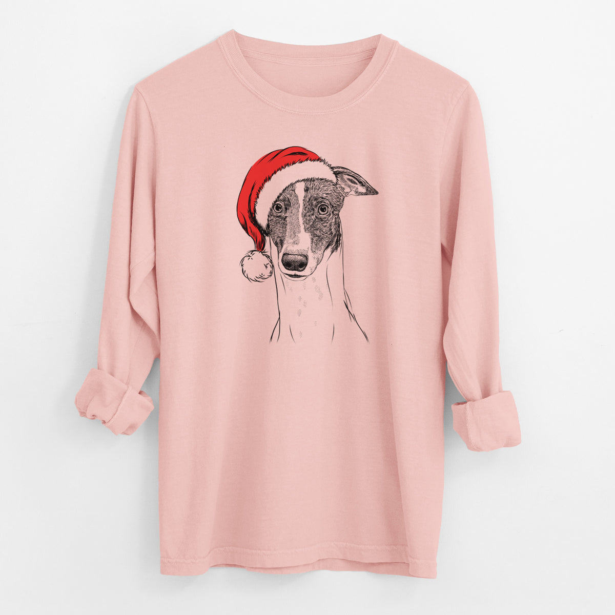Santa Vyncent the Greyhound - Men's Heavyweight 100% Cotton Long Sleeve