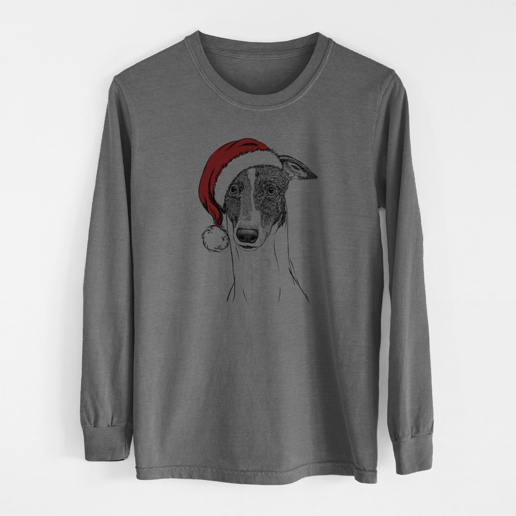 Santa Vyncent the Greyhound - Men's Heavyweight 100% Cotton Long Sleeve