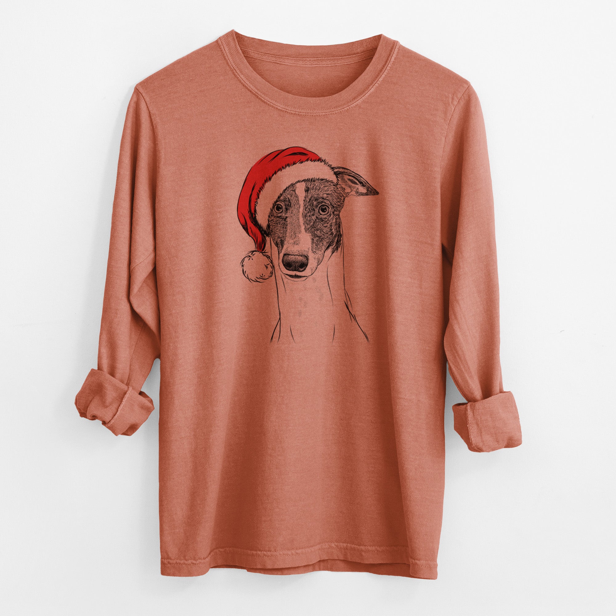 Santa Vyncent the Greyhound - Men's Heavyweight 100% Cotton Long Sleeve