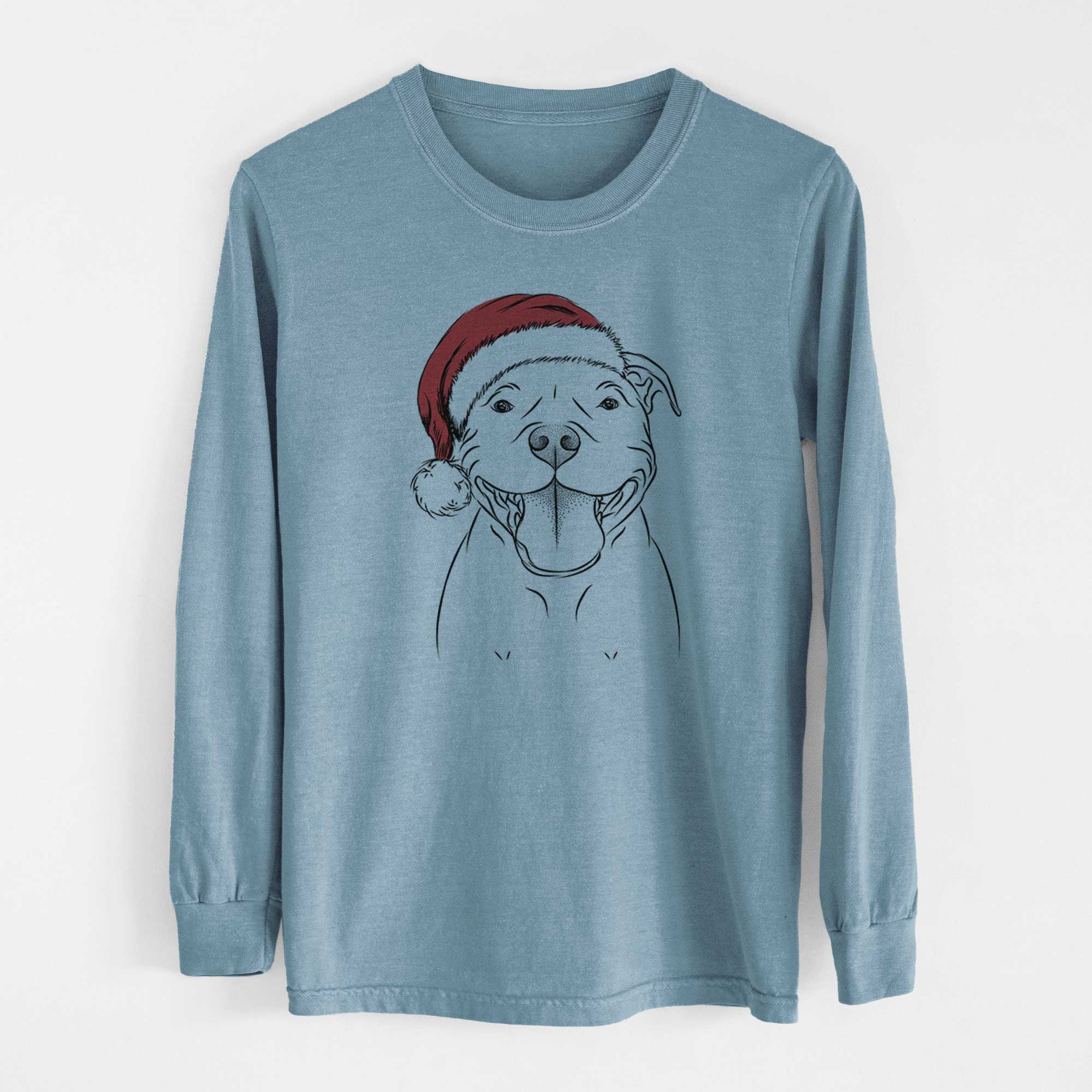 Santa Wafer the Staffordshire Bull Terrier - Men's Heavyweight 100% Cotton Long Sleeve