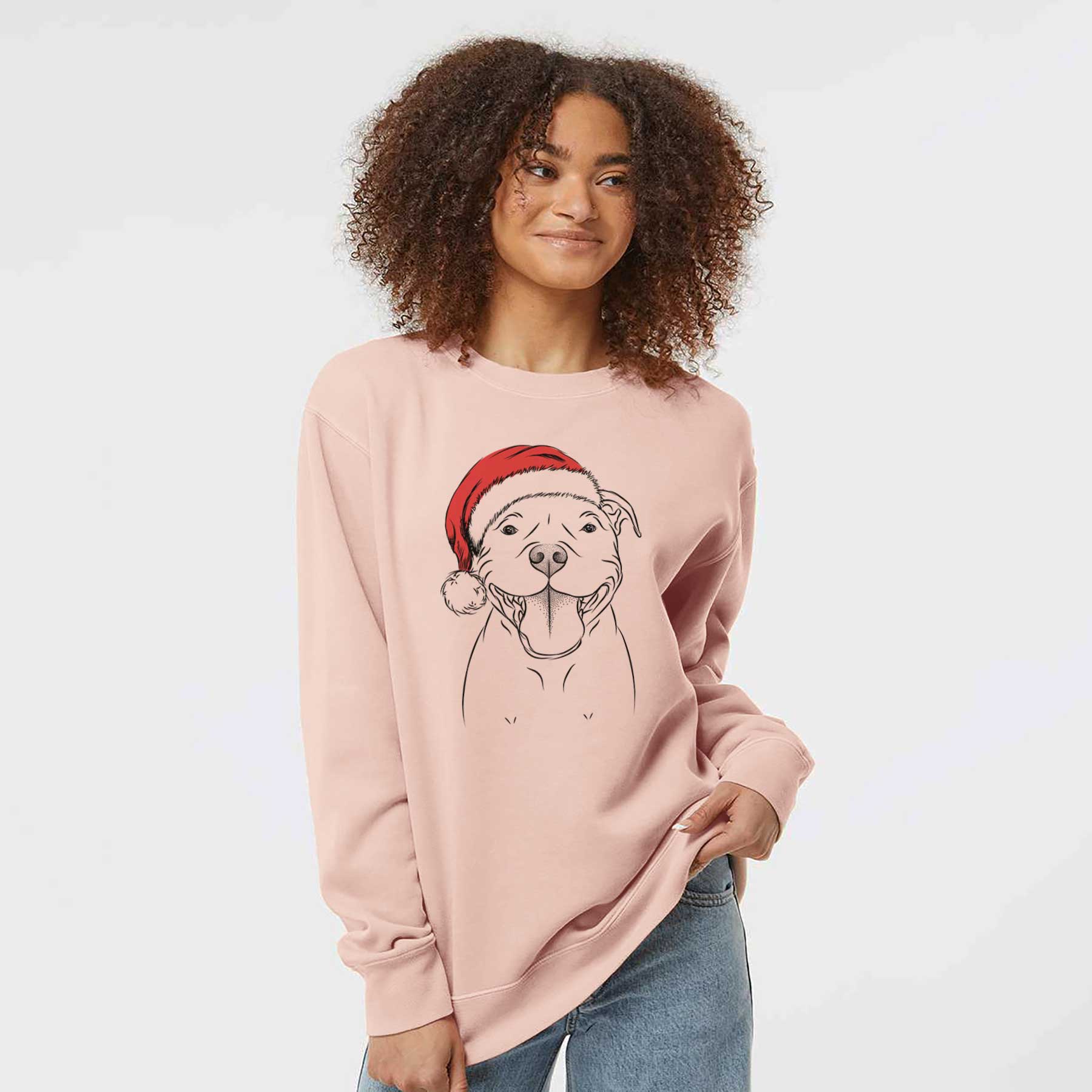 Santa Wafer the Staffordshire Bull Terrier - Unisex Pigment Dyed Crew Sweatshirt