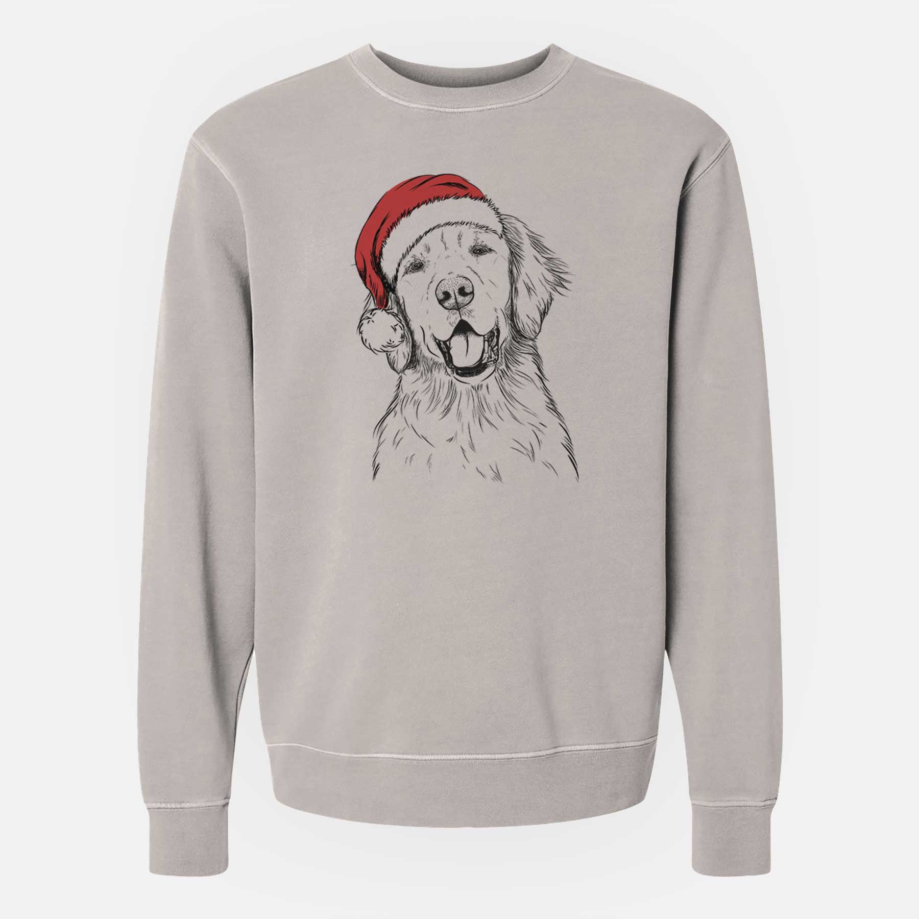 Santa Wallace the Golden Retriever - Unisex Pigment Dyed Crew Sweatshirt