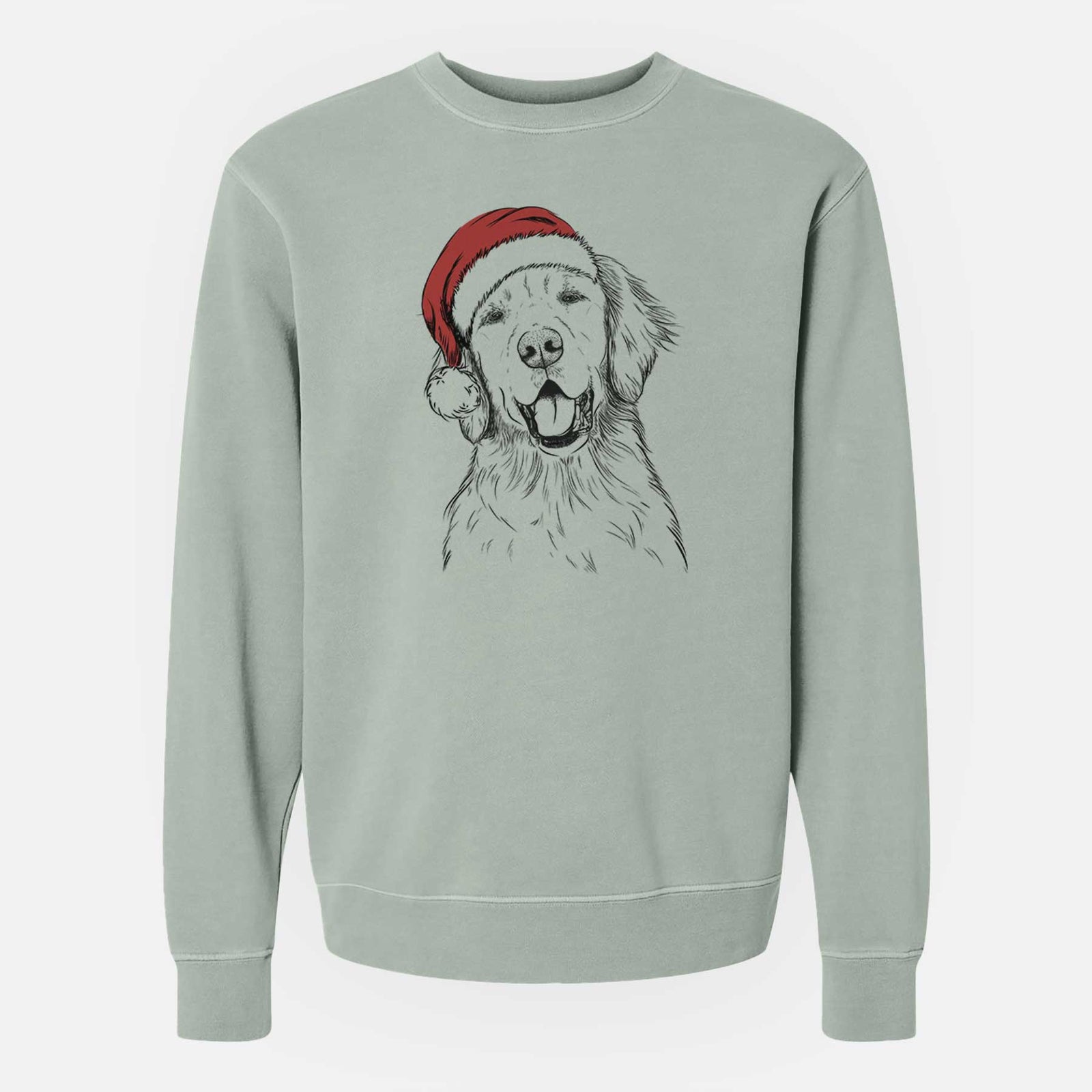 Santa Wallace the Golden Retriever - Unisex Pigment Dyed Crew Sweatshirt