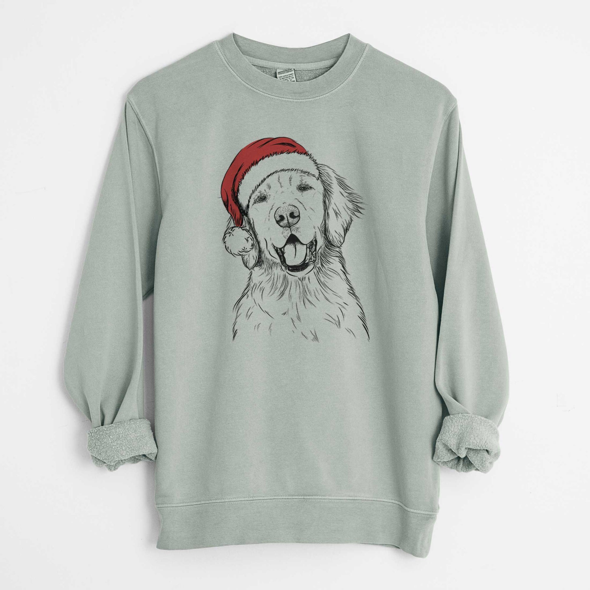 Santa Wallace the Golden Retriever - Unisex Pigment Dyed Crew Sweatshirt