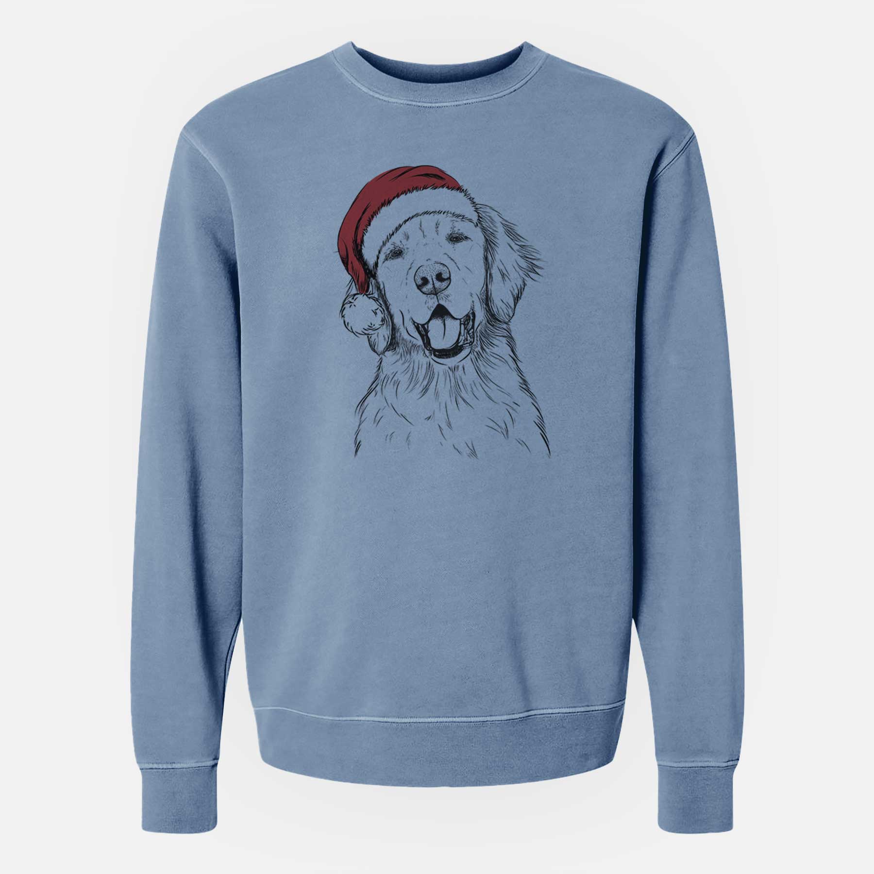 Santa Wallace the Golden Retriever - Unisex Pigment Dyed Crew Sweatshirt