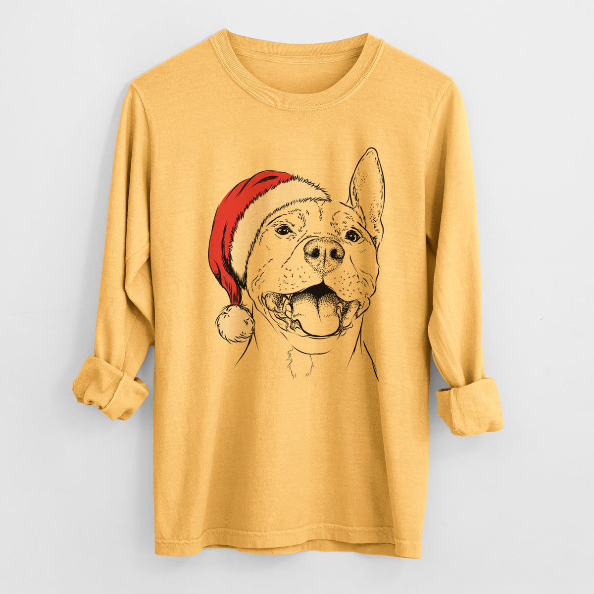 Santa Wally the Pitbull - Heavyweight 100% Cotton Long Sleeve
