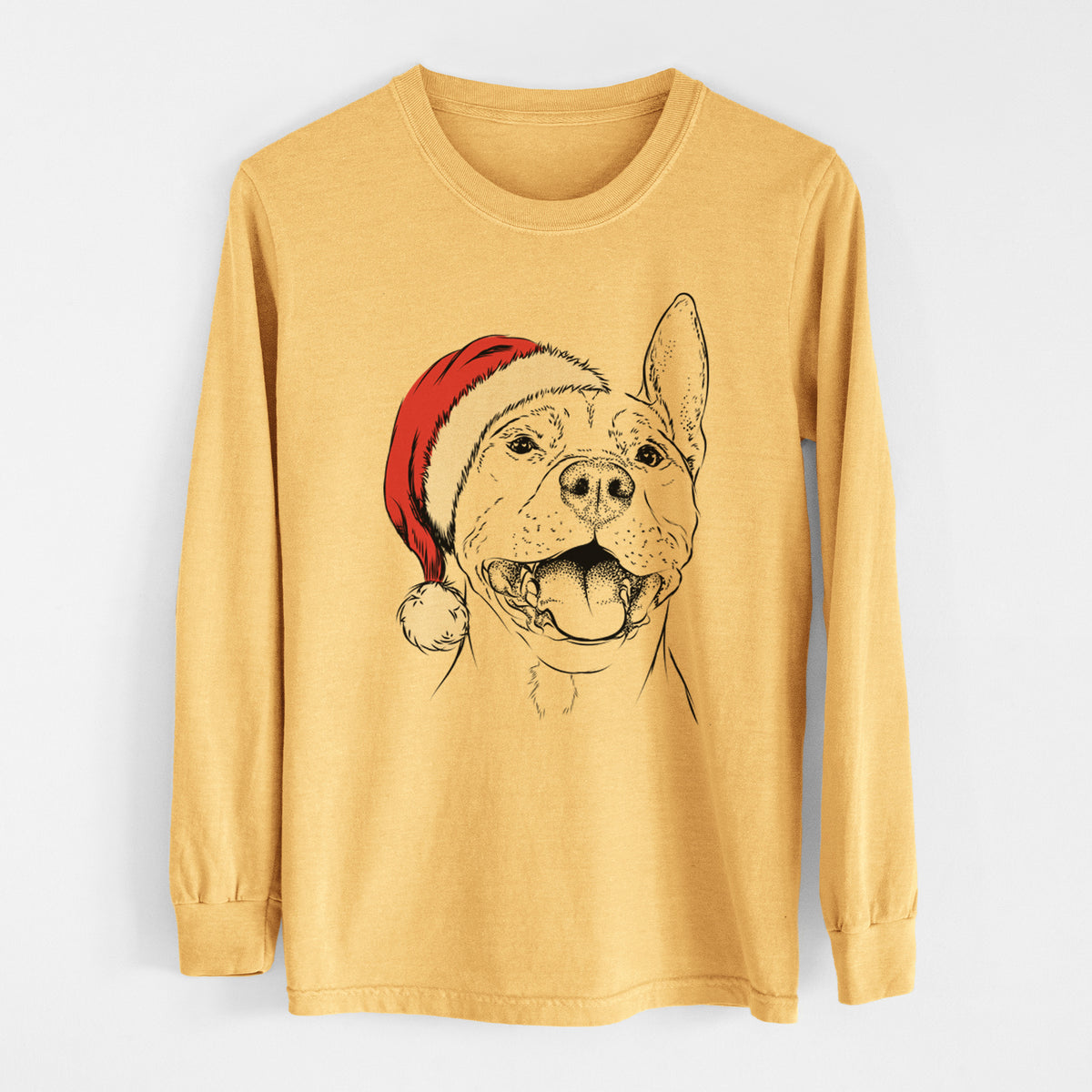Santa Wally the Pitbull - Heavyweight 100% Cotton Long Sleeve