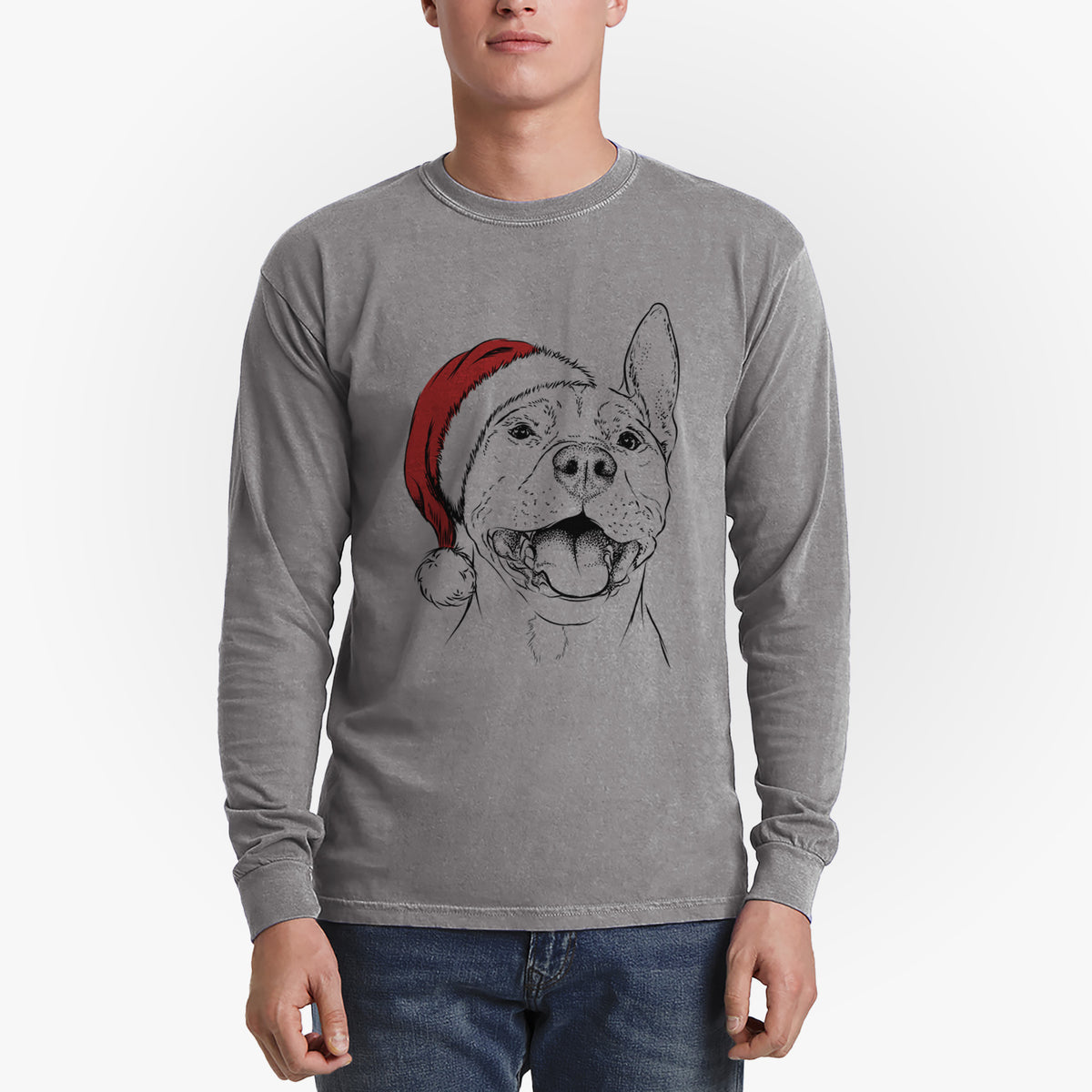 Santa Wally the Pitbull - Heavyweight 100% Cotton Long Sleeve