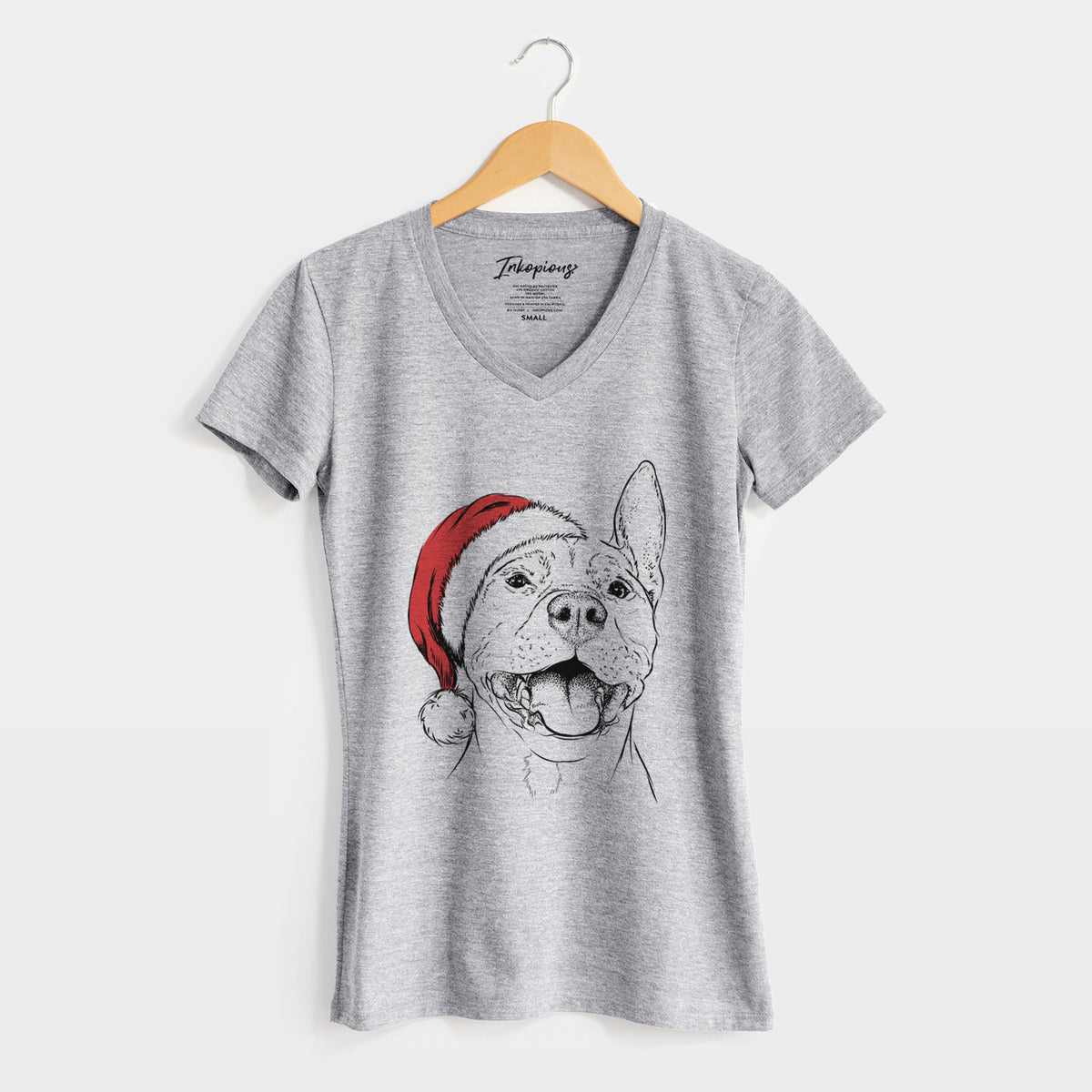 Santa Wally the Pitbull - Women's Perfect V-neck Shirt