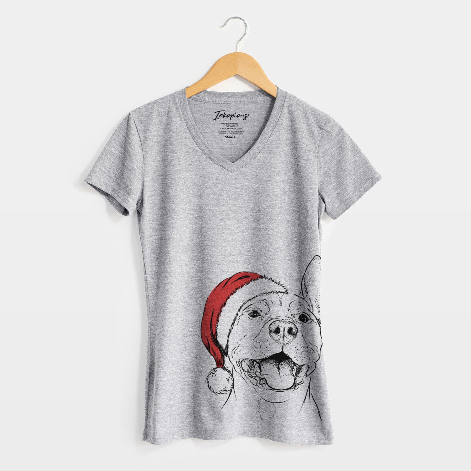 Santa Wally the Pitbull - Women's Perfect V-neck Shirt