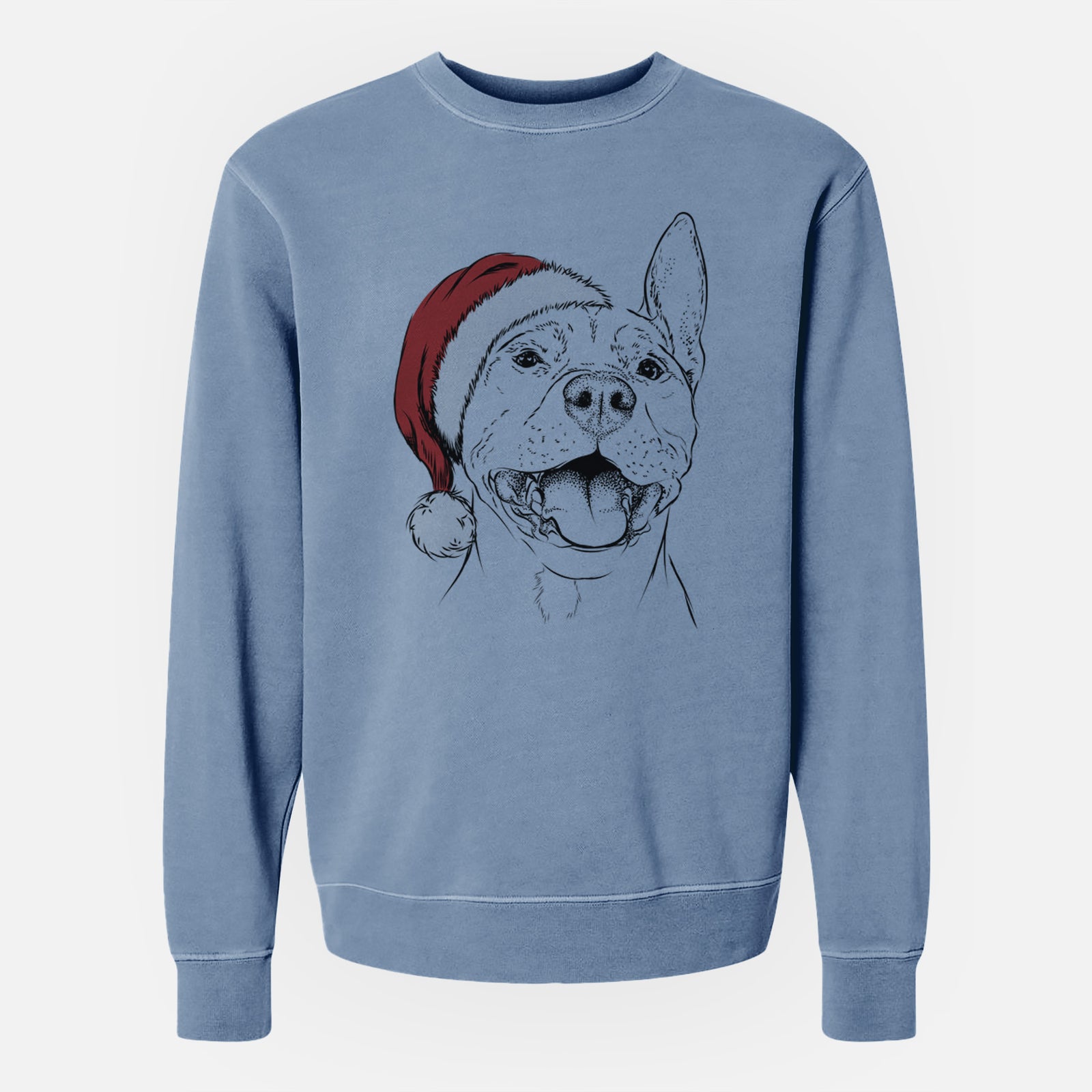 Santa Wally the Pitbull - Unisex Pigment Dyed Crew Sweatshirt
