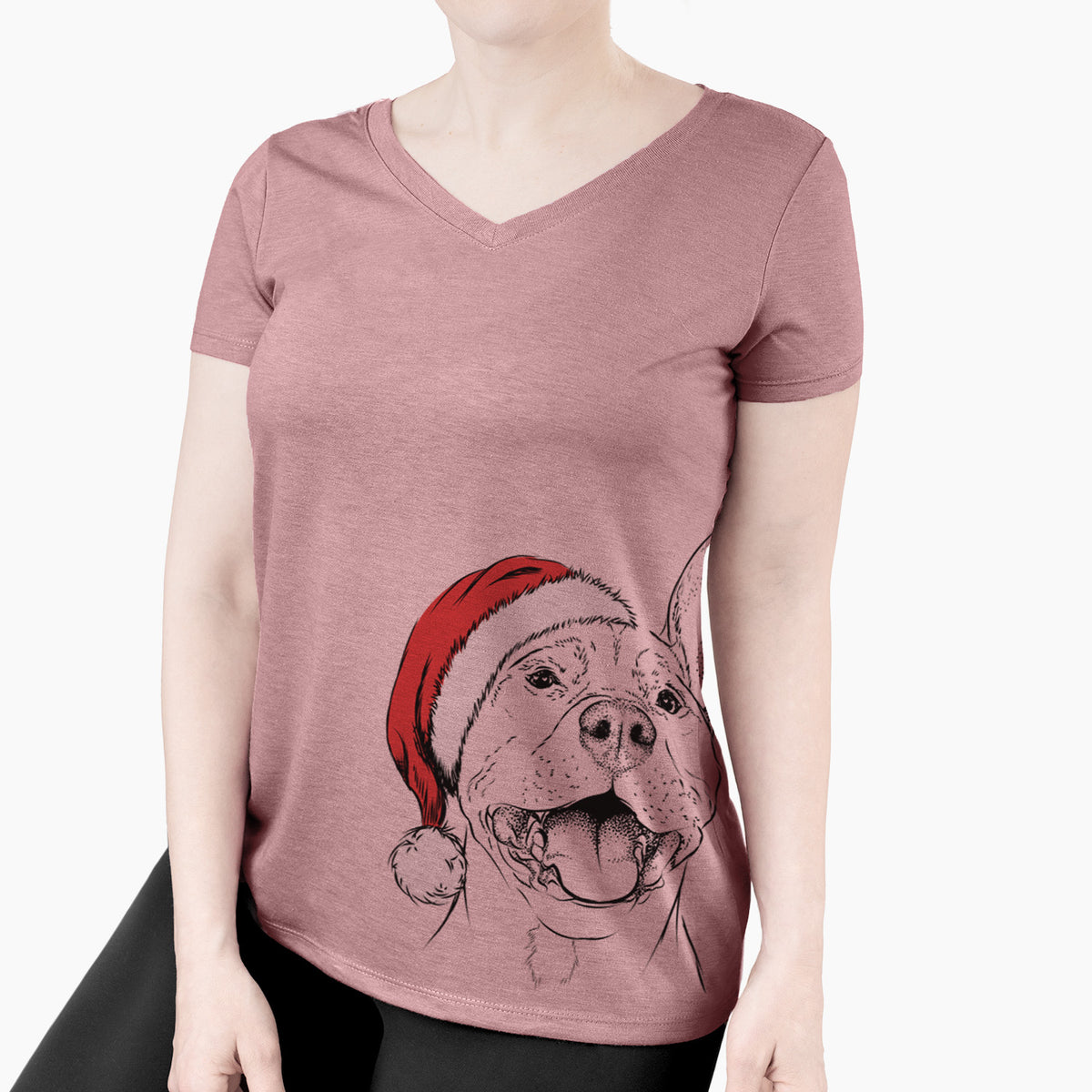 Santa Wally the Pitbull - Women's Perfect V-neck Shirt