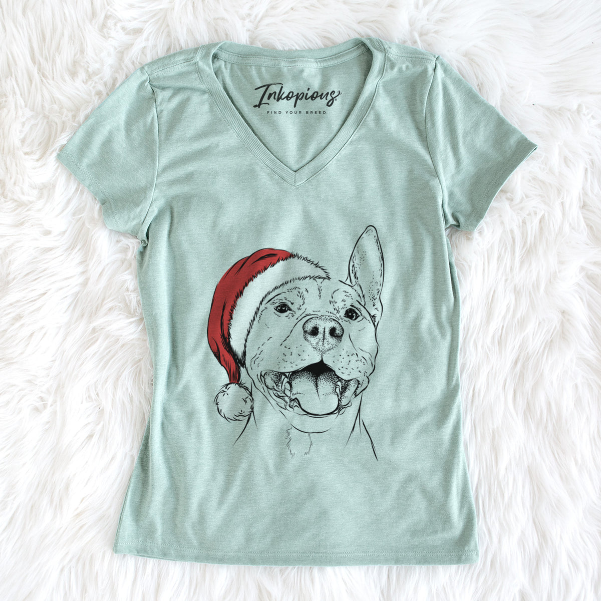 Santa Wally the Pitbull - Women's Perfect V-neck Shirt