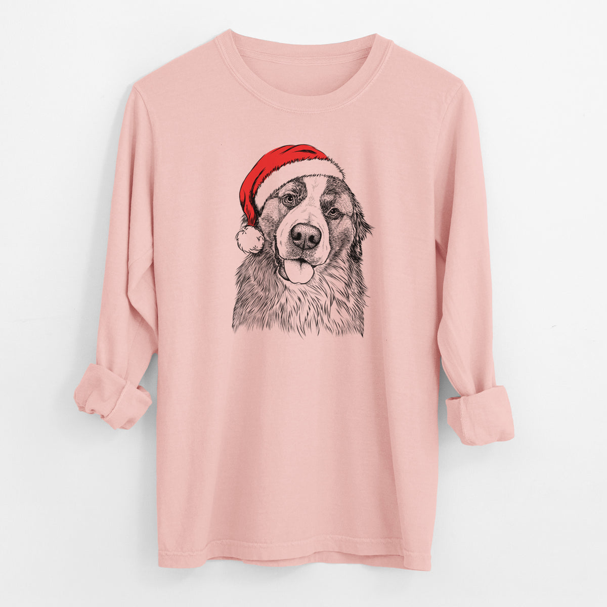 Santa Walter the Bernese Mountain Dog Mix - Men's Heavyweight 100% Cotton Long Sleeve