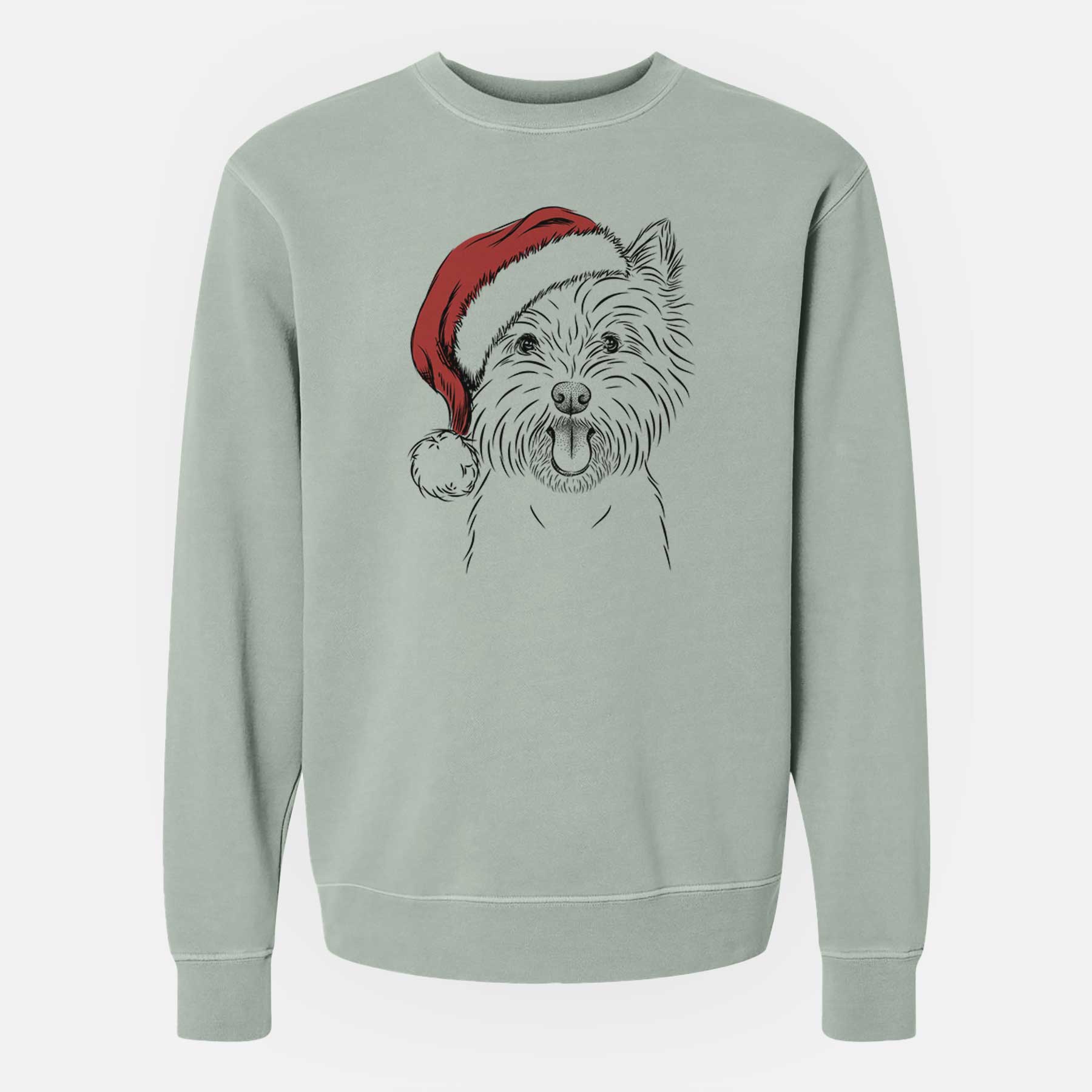 Santa Welma the West Highland Terrier - Unisex Pigment Dyed Crew Sweatshirt