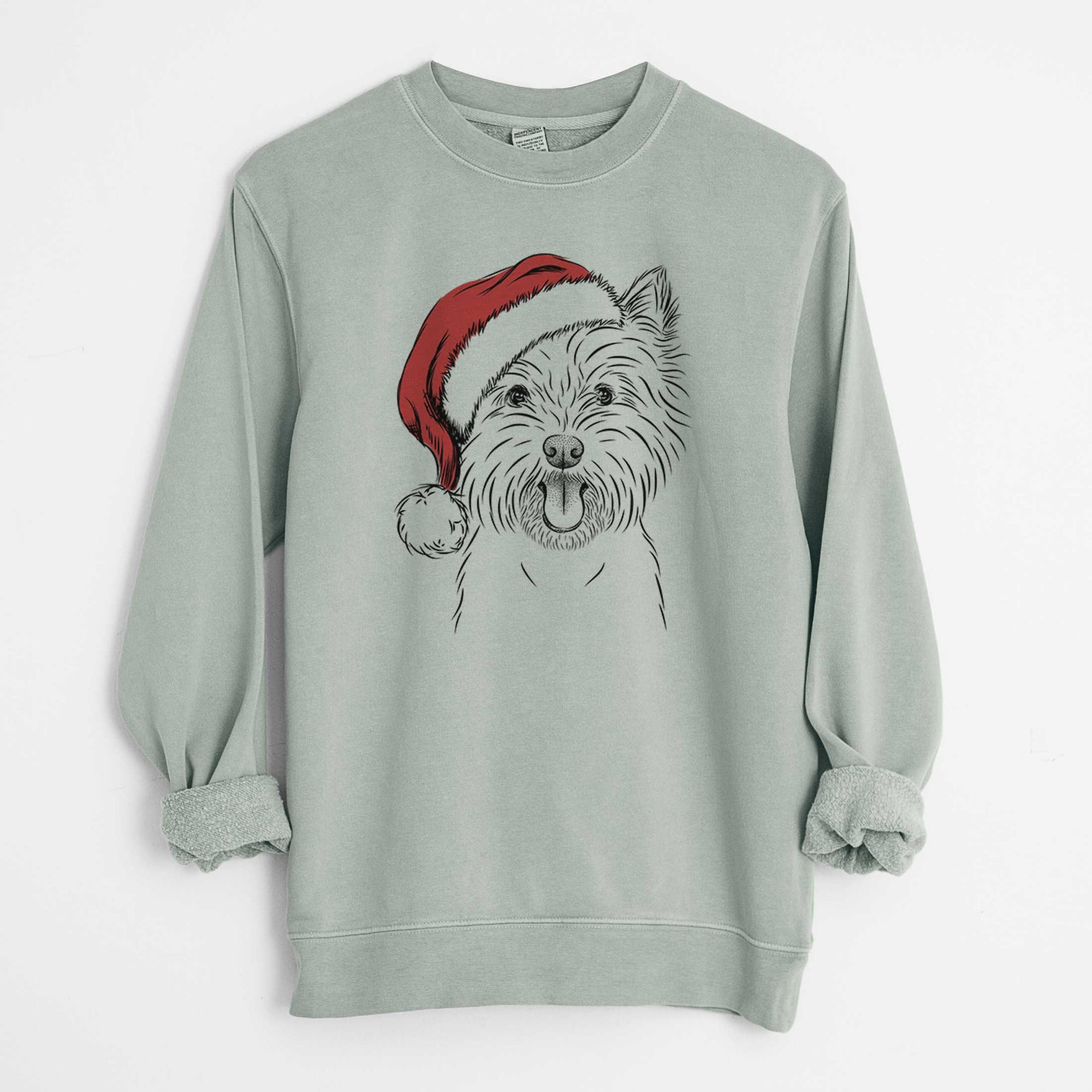 Santa Welma the West Highland Terrier - Unisex Pigment Dyed Crew Sweatshirt