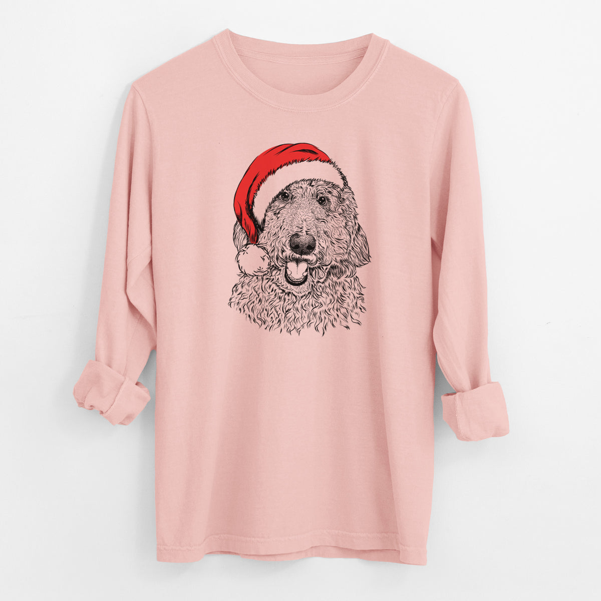 Santa Whisper the Goldendoodle - Men's Heavyweight 100% Cotton Long Sleeve