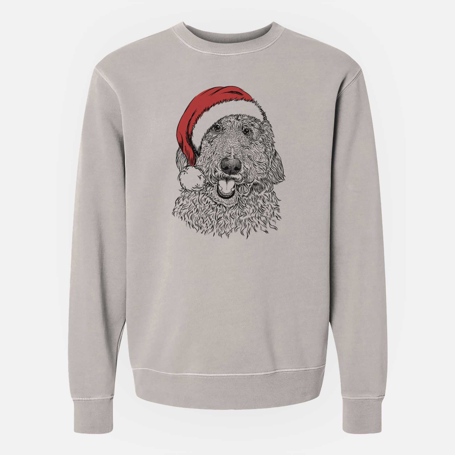 Santa Whisper the Goldendoodle - Unisex Pigment Dyed Crew Sweatshirt