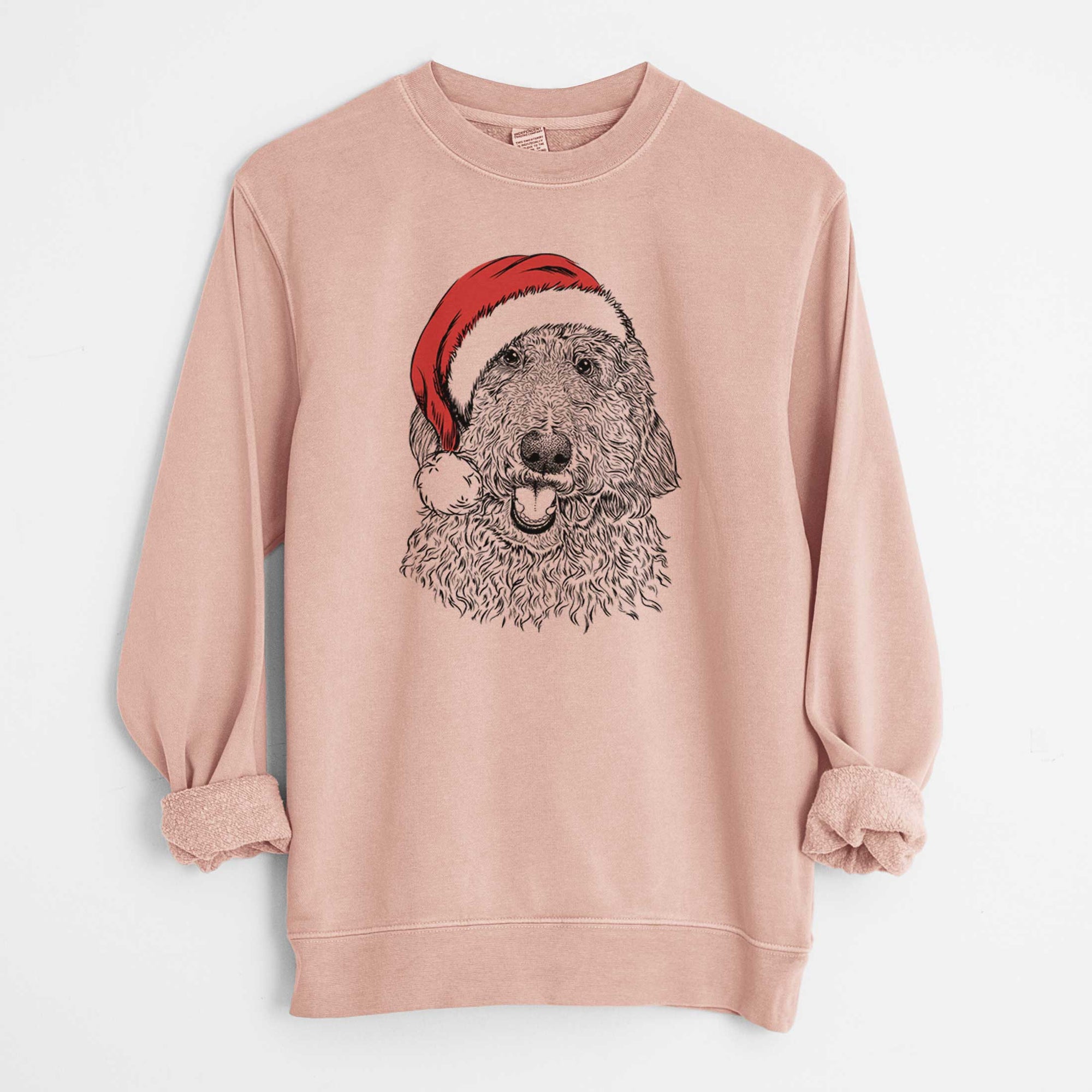 Santa Whisper the Goldendoodle - Unisex Pigment Dyed Crew Sweatshirt
