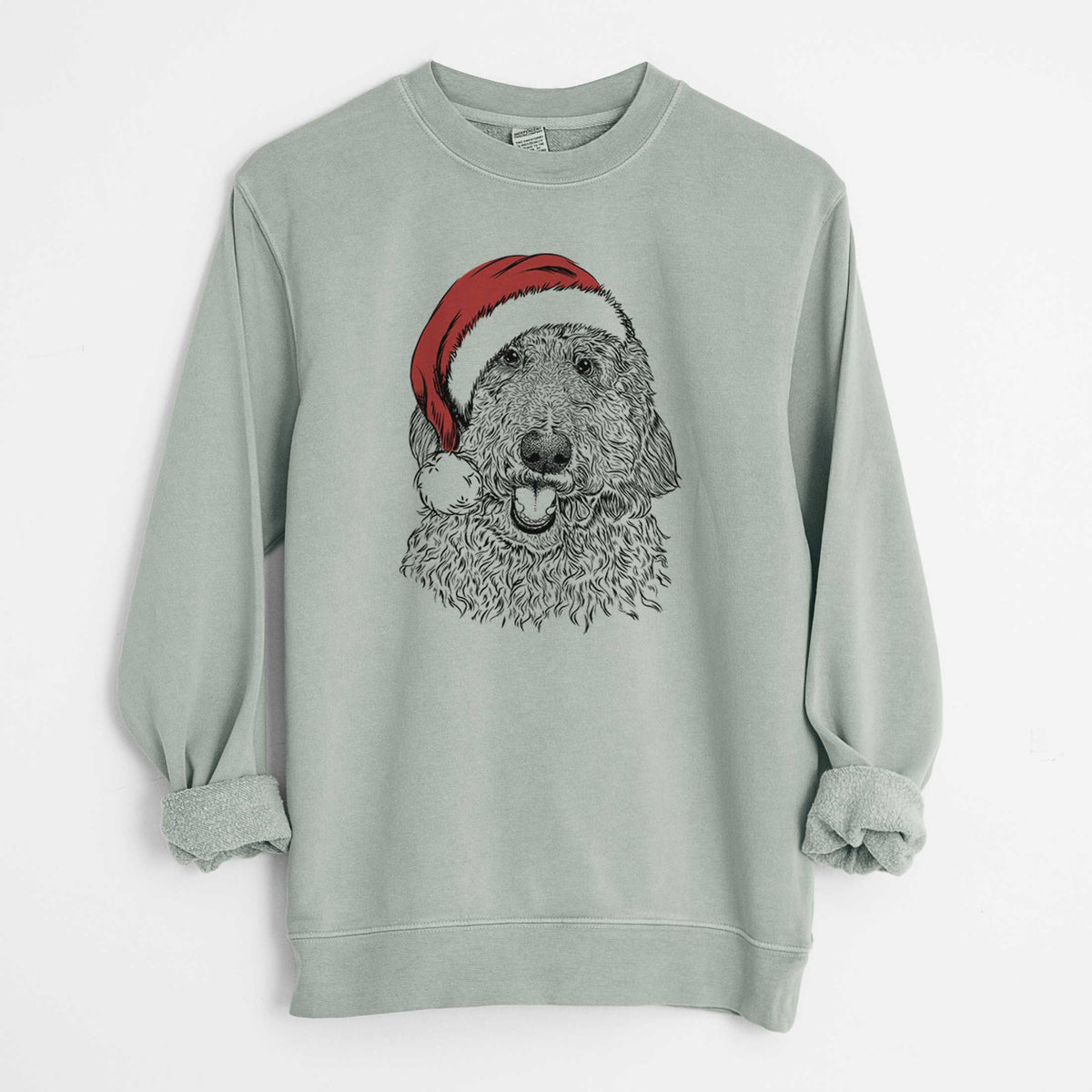 Santa Whisper the Goldendoodle - Unisex Pigment Dyed Crew Sweatshirt