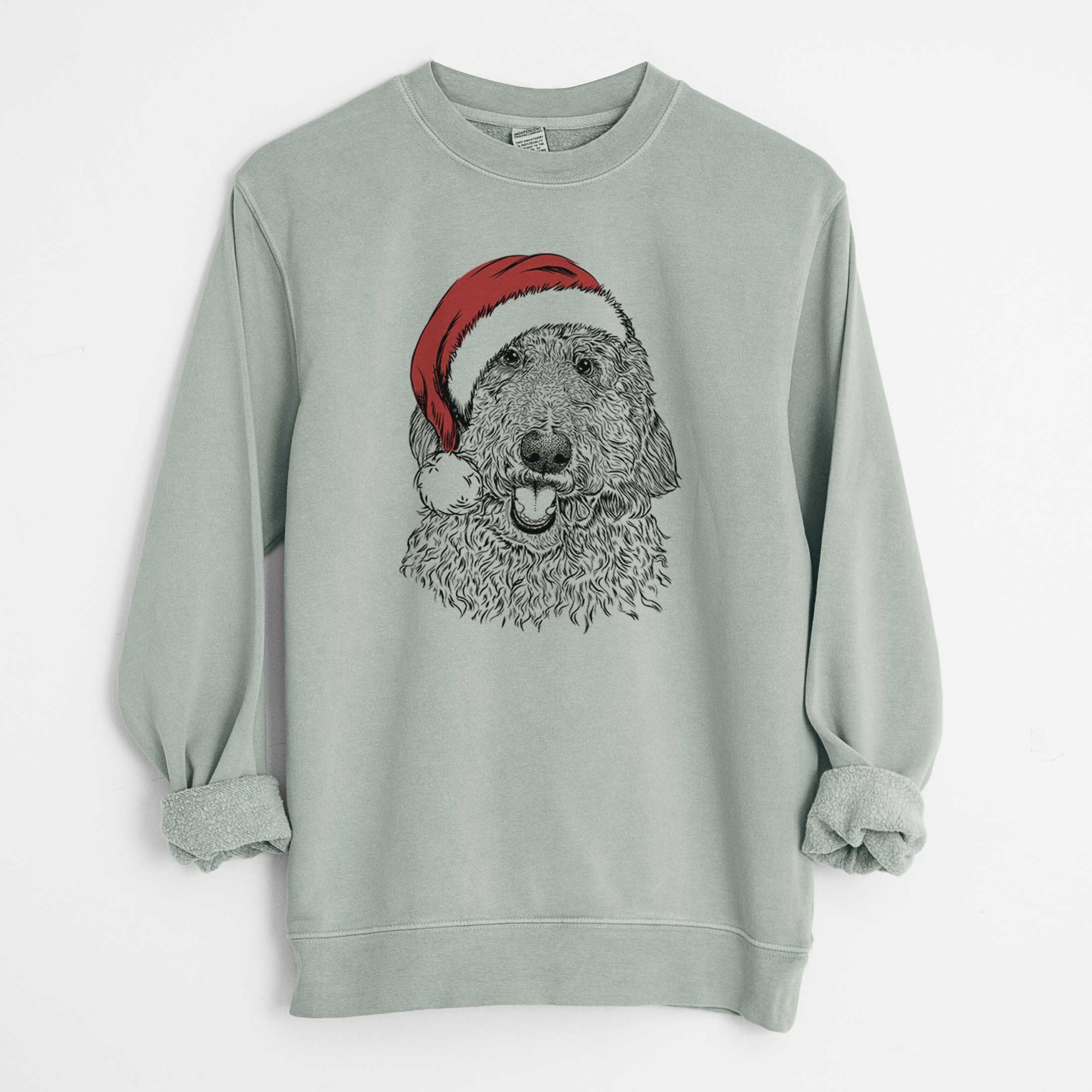 Santa Whisper the Goldendoodle - Unisex Pigment Dyed Crew Sweatshirt