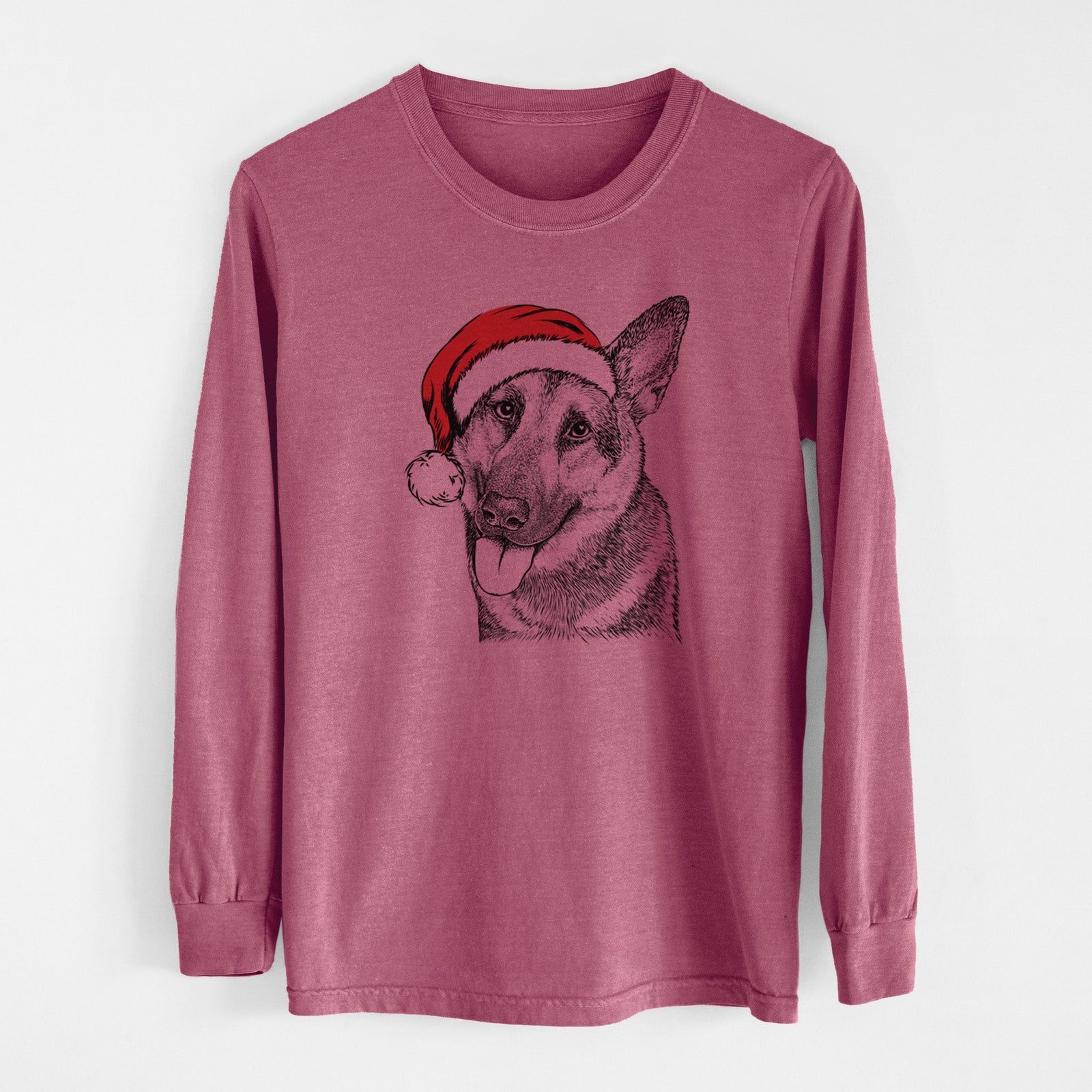 Santa Whitaker the German Shepherd - Men's Heavyweight 100% Cotton Long Sleeve