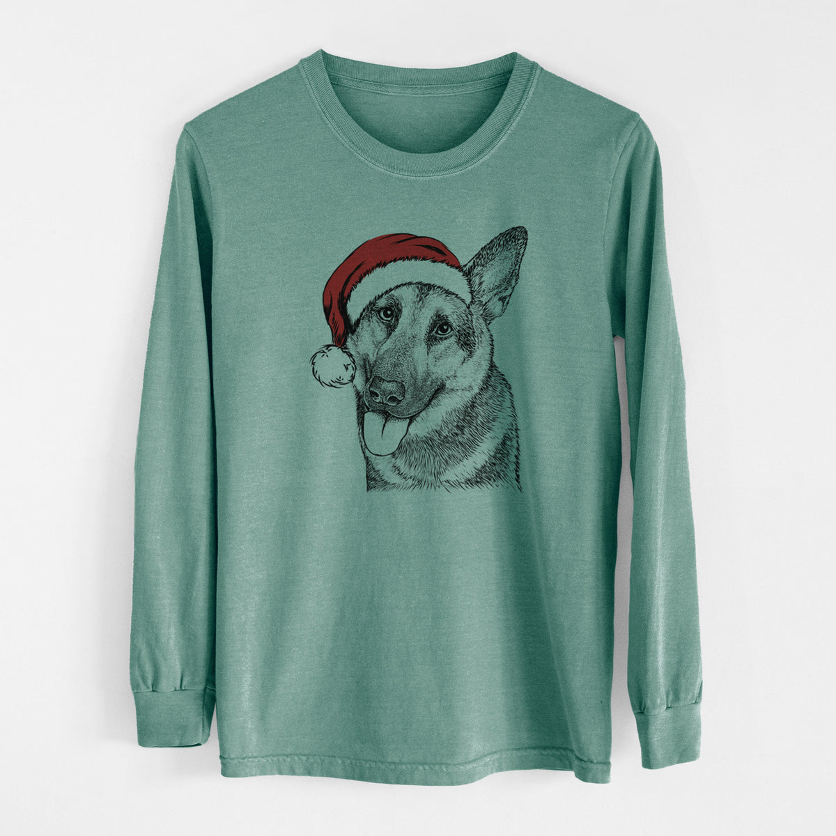 Santa Whitaker the German Shepherd - Men's Heavyweight 100% Cotton Long Sleeve