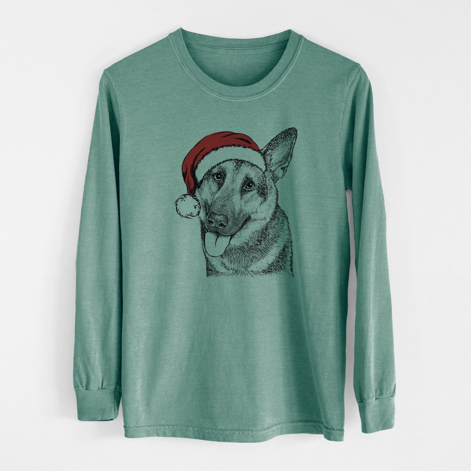 Santa Whitaker the German Shepherd - Men's Heavyweight 100% Cotton Long Sleeve