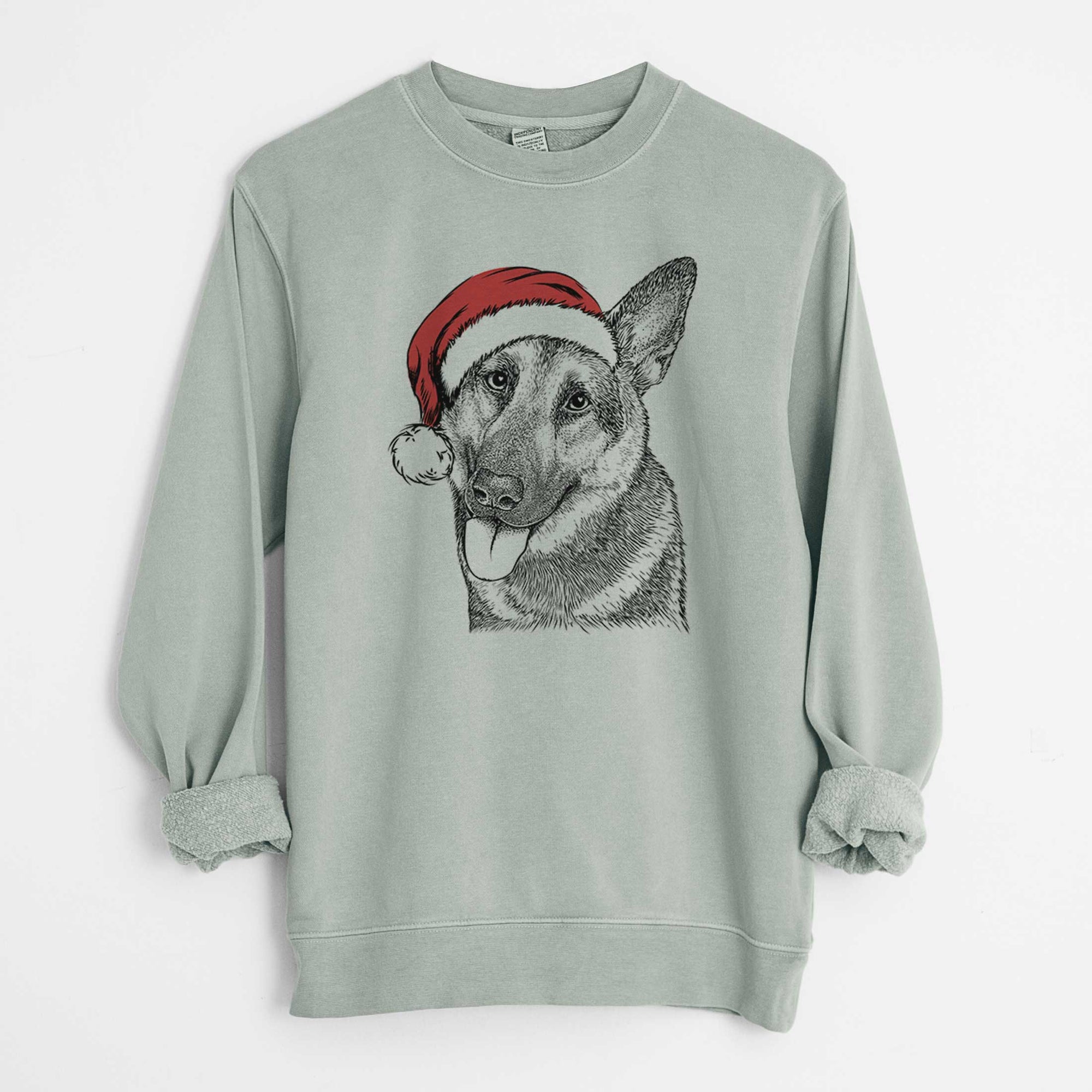 Santa Whitaker the German Shepherd - Unisex Pigment Dyed Crew Sweatshirt